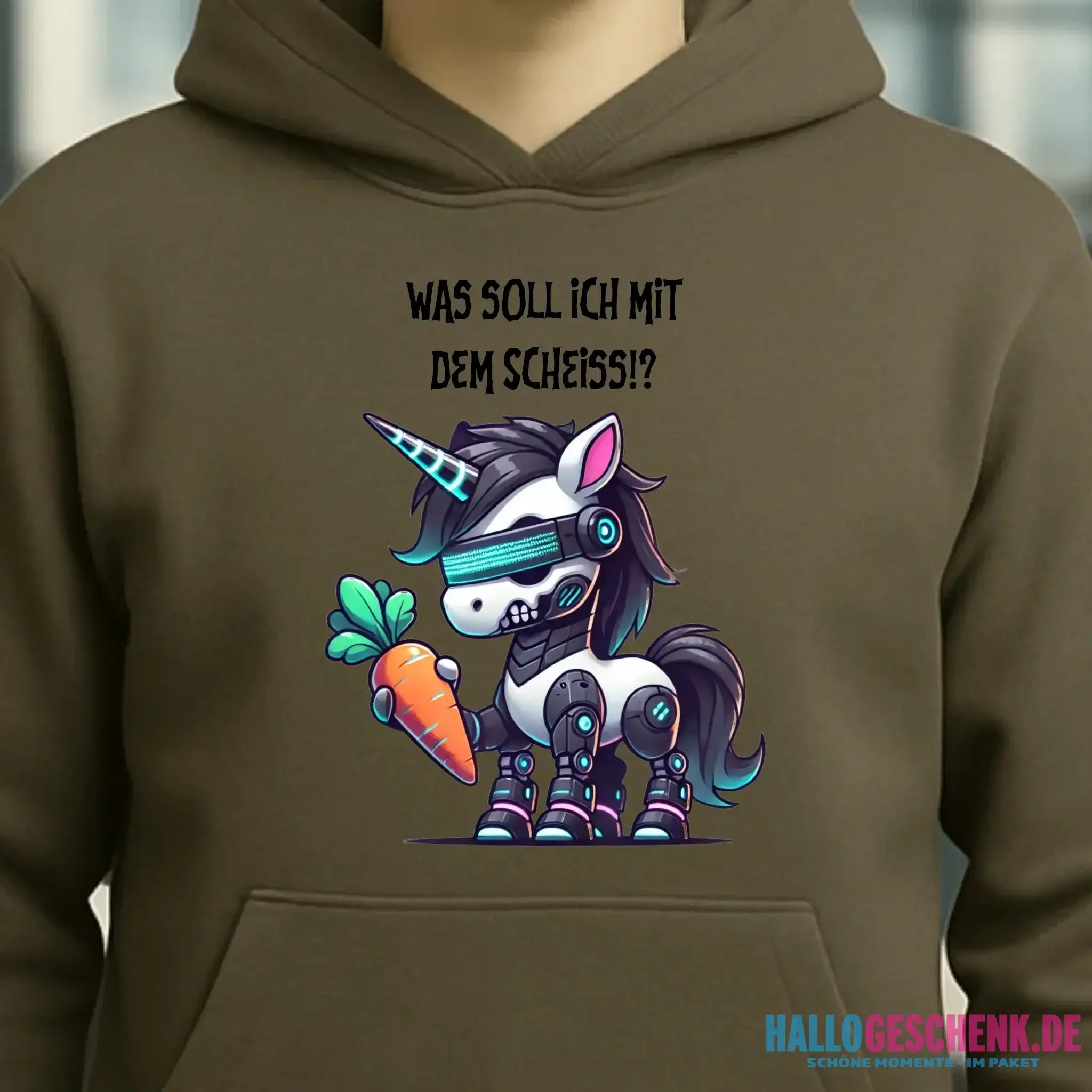 CYBER EINHORN + Text • Unisex Premium Hoodie XS-5XL aus Bio-Baumwolle für Damen & Herren • Exklusivdesign • personalisiert
