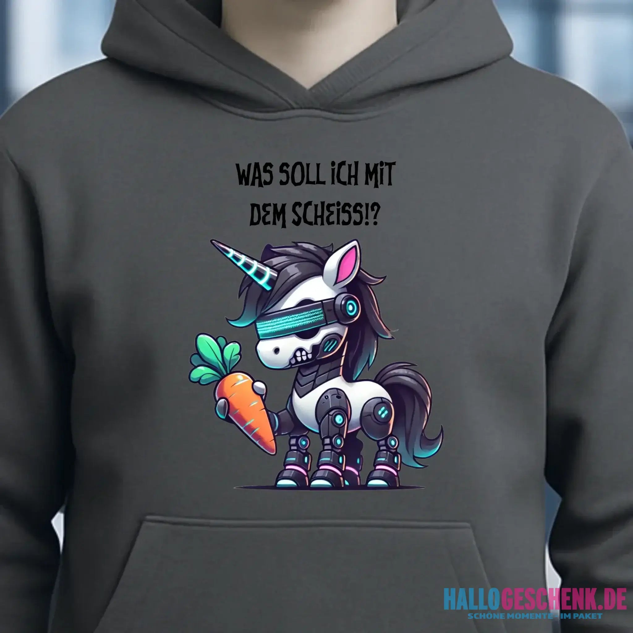 CYBER EINHORN + Text • Unisex Premium Hoodie XS-5XL aus Bio-Baumwolle für Damen & Herren • Exklusivdesign • personalisiert