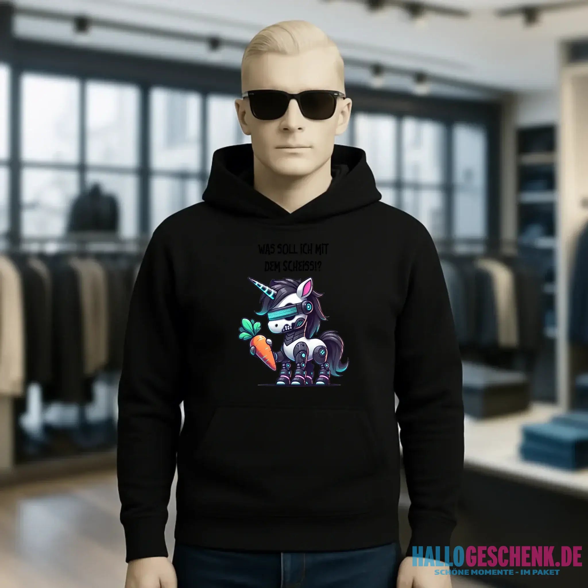 CYBER EINHORN + Text • Unisex Premium Hoodie XS-5XL aus Bio-Baumwolle für Damen & Herren • Exklusivdesign • personalisiert