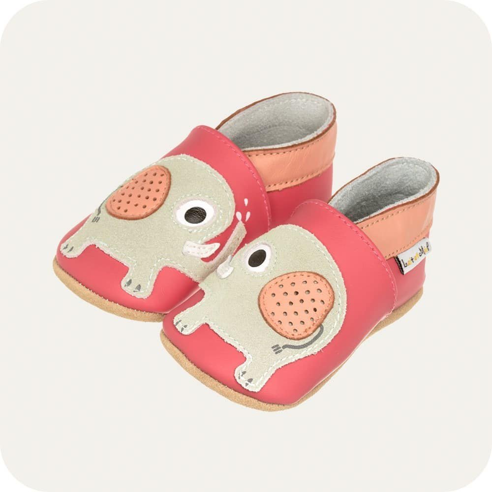 Babyhausschuhe aus weichem Leder Elefantenkuss