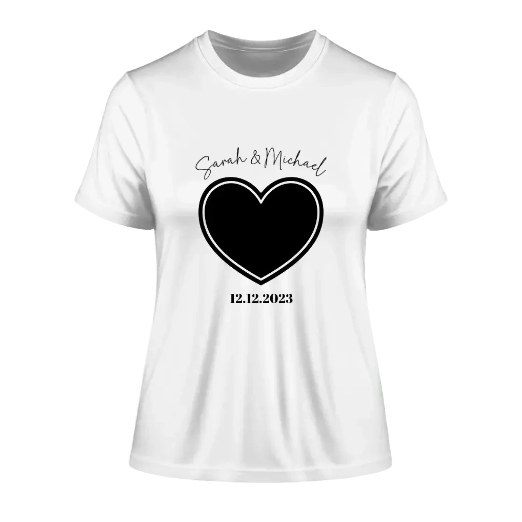 Dein Bild im "Couple-Herz"-Design - Ladies Premium T-Shirt XS-2XL aus Bio-Baumwolle für Damen