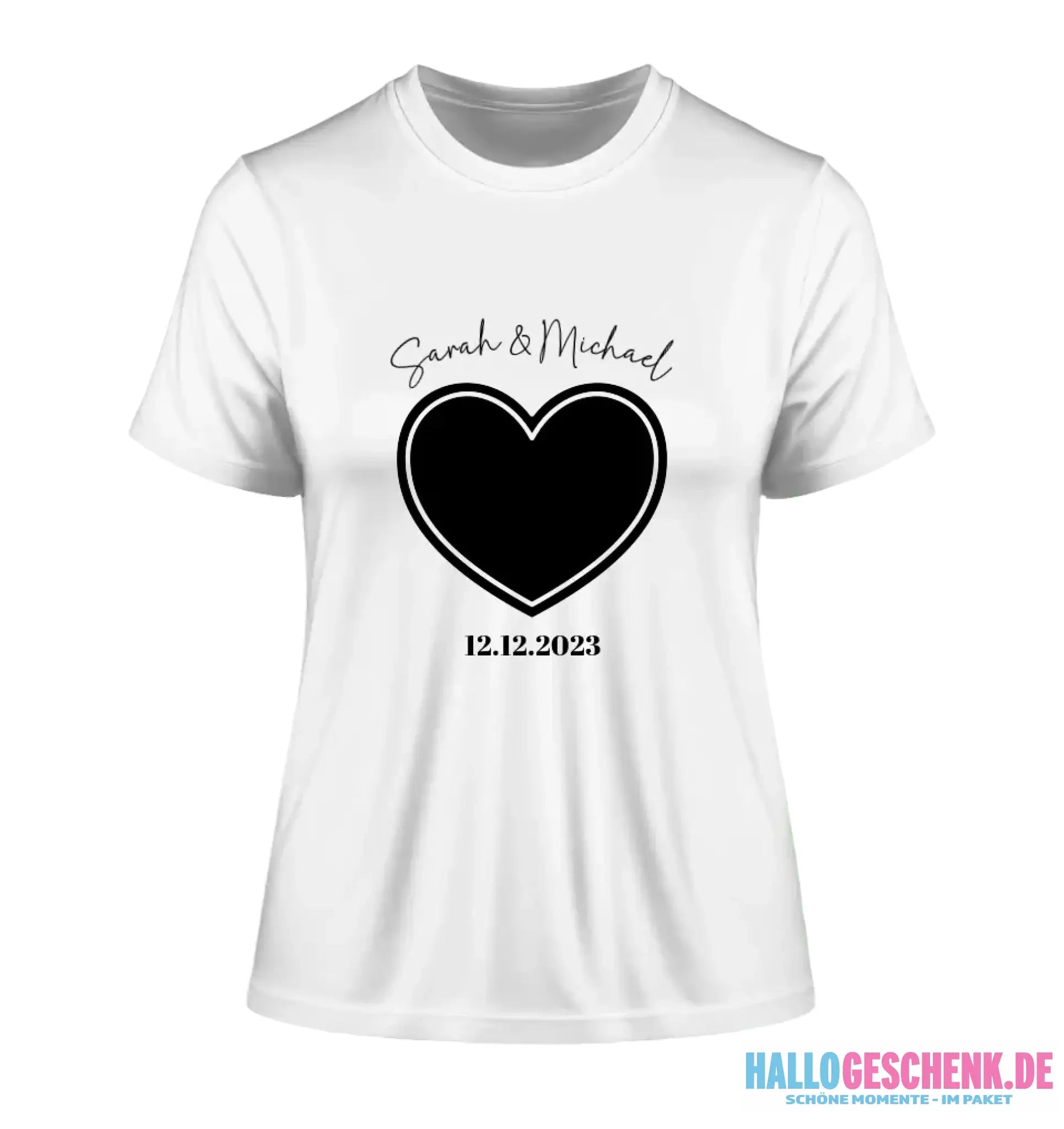 Dein Bild im "Couple-Herz"-Design - Ladies Premium T-Shirt XS-2XL aus Bio-Baumwolle für Damen