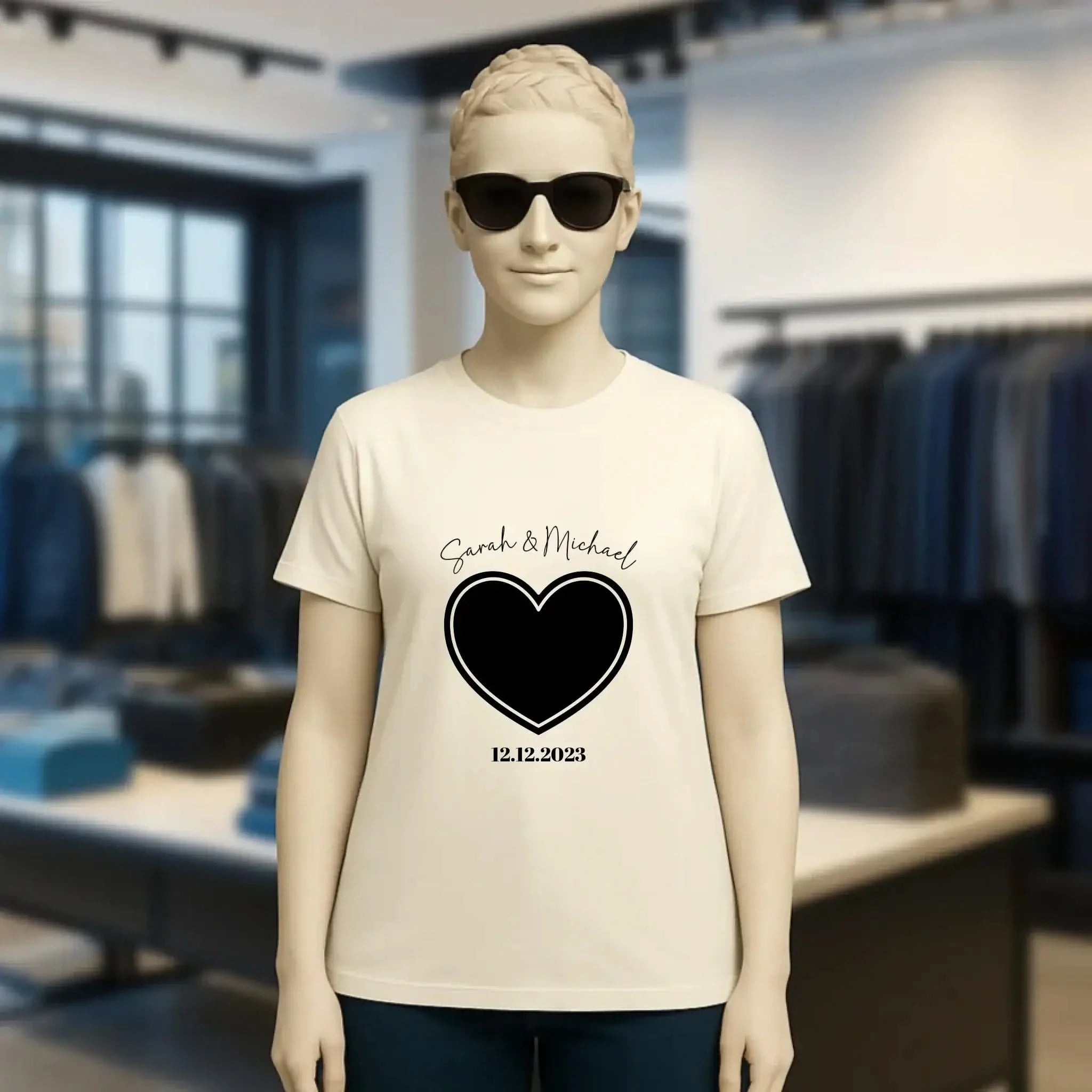 Dein Bild im "Couple-Herz"-Design - Ladies Premium T-Shirt XS-2XL aus Bio-Baumwolle für Damen