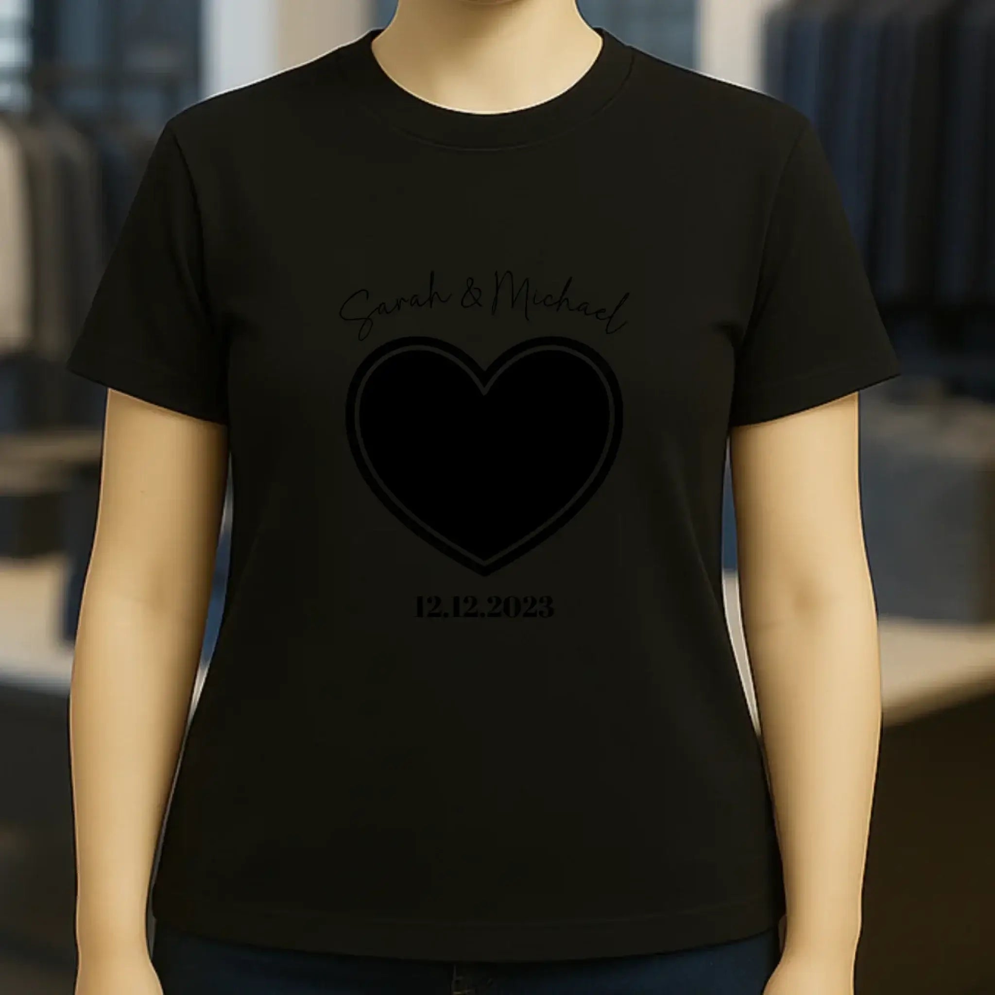 Dein Bild im "Couple-Herz"-Design - Ladies Premium T-Shirt XS-2XL aus Bio-Baumwolle für Damen
