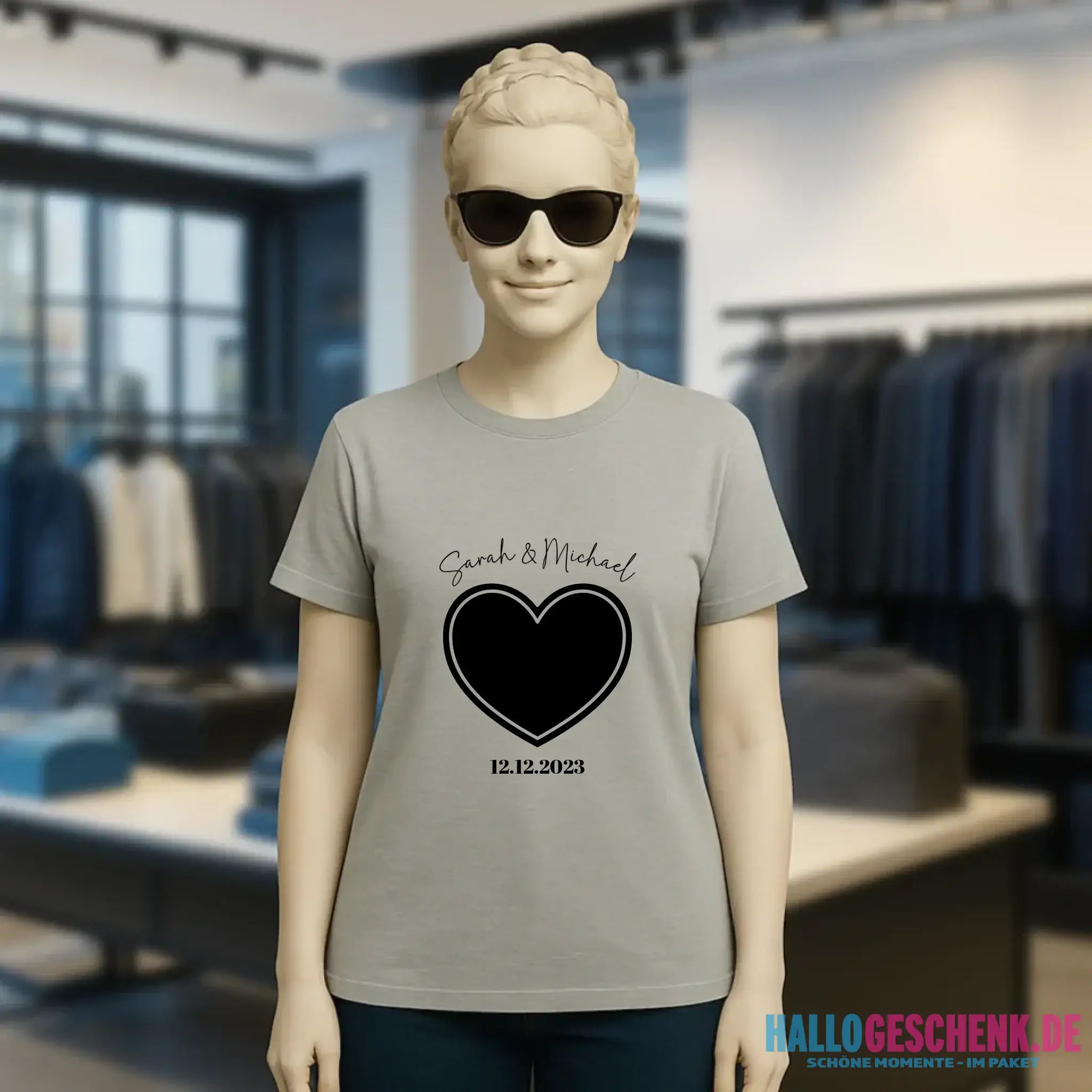 Dein Bild im "Couple-Herz"-Design - Ladies Premium T-Shirt XS-2XL aus Bio-Baumwolle für Damen