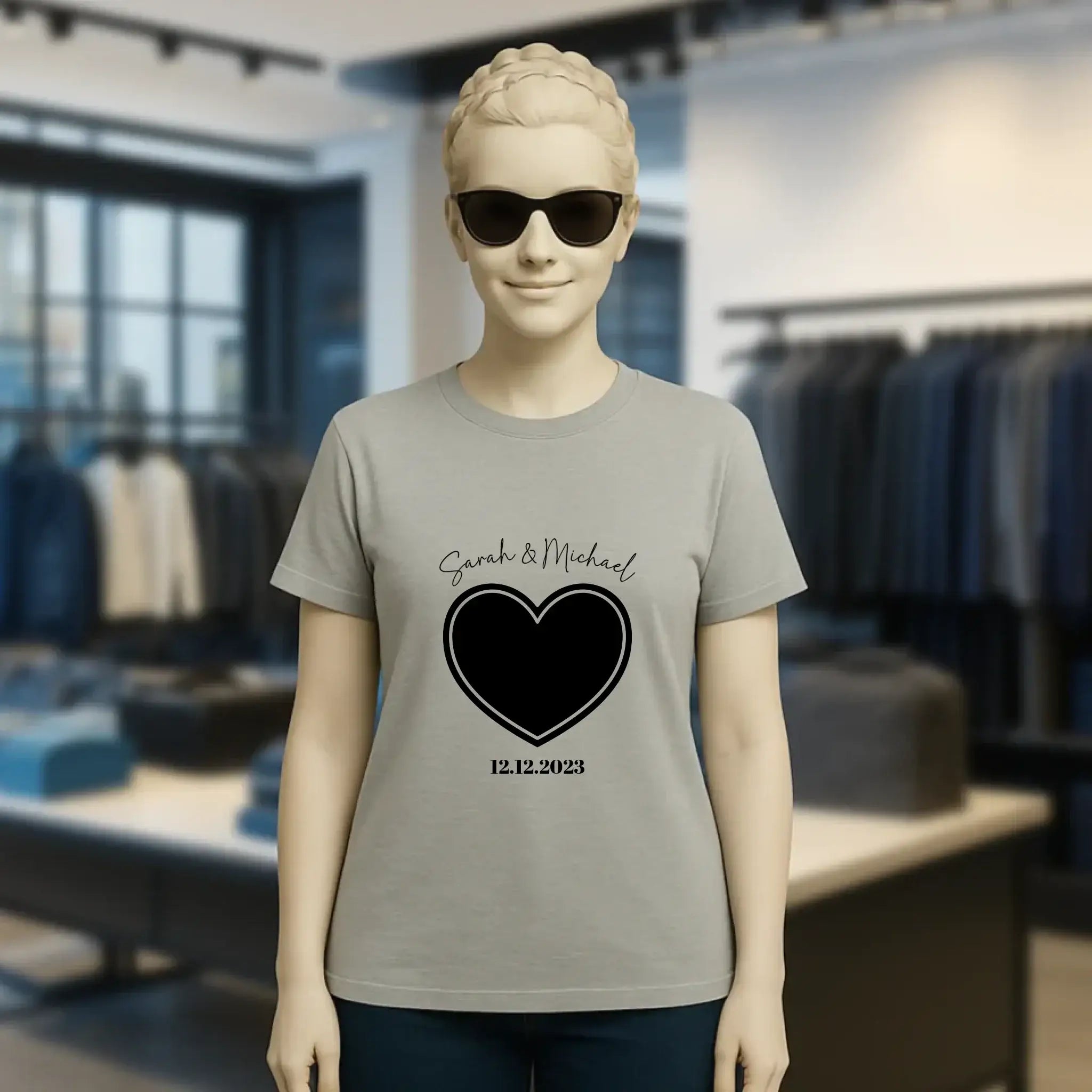 Dein Bild im "Couple-Herz"-Design - Ladies Premium T-Shirt XS-2XL aus Bio-Baumwolle für Damen