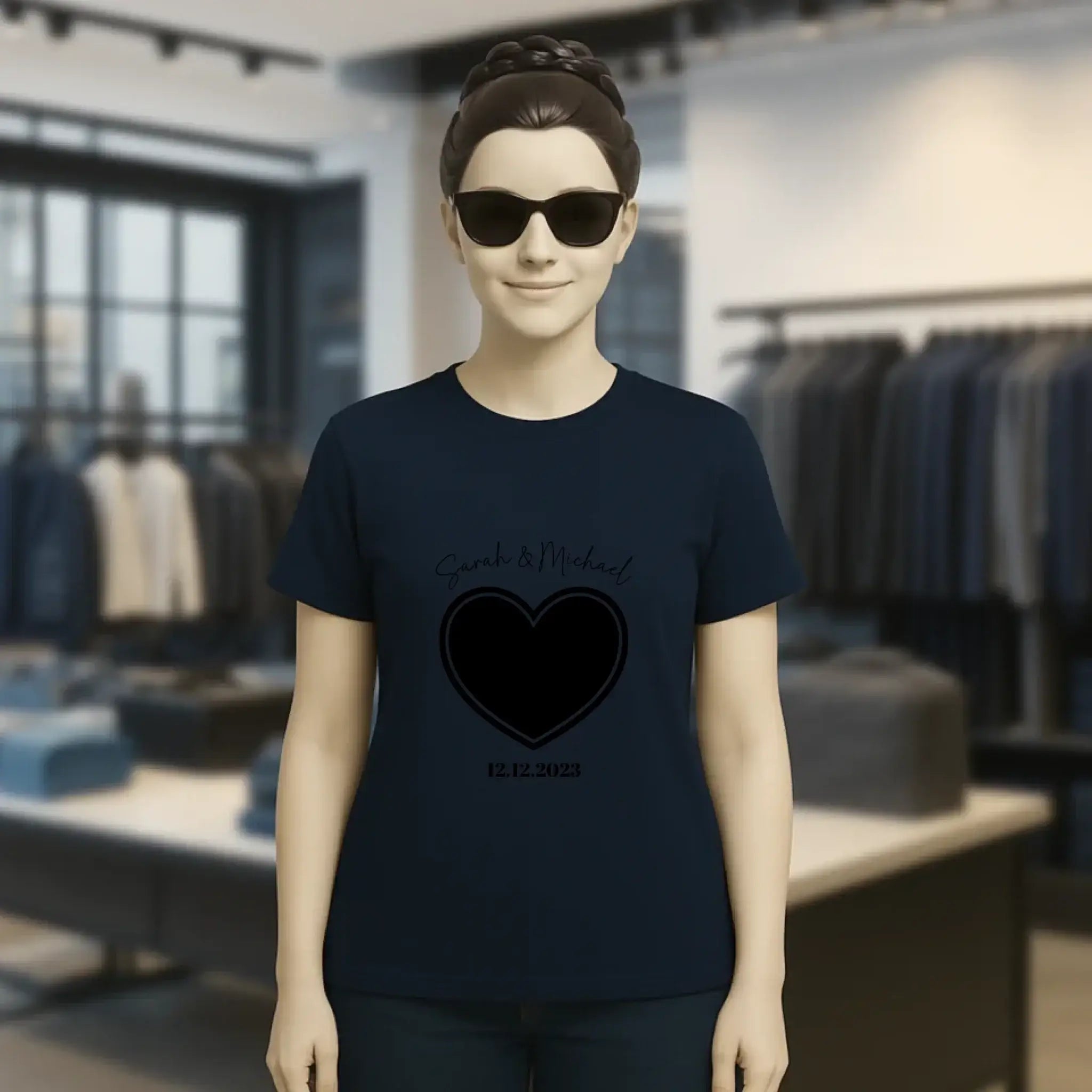 Dein Bild im "Couple-Herz"-Design - Ladies Premium T-Shirt XS-2XL aus Bio-Baumwolle für Damen