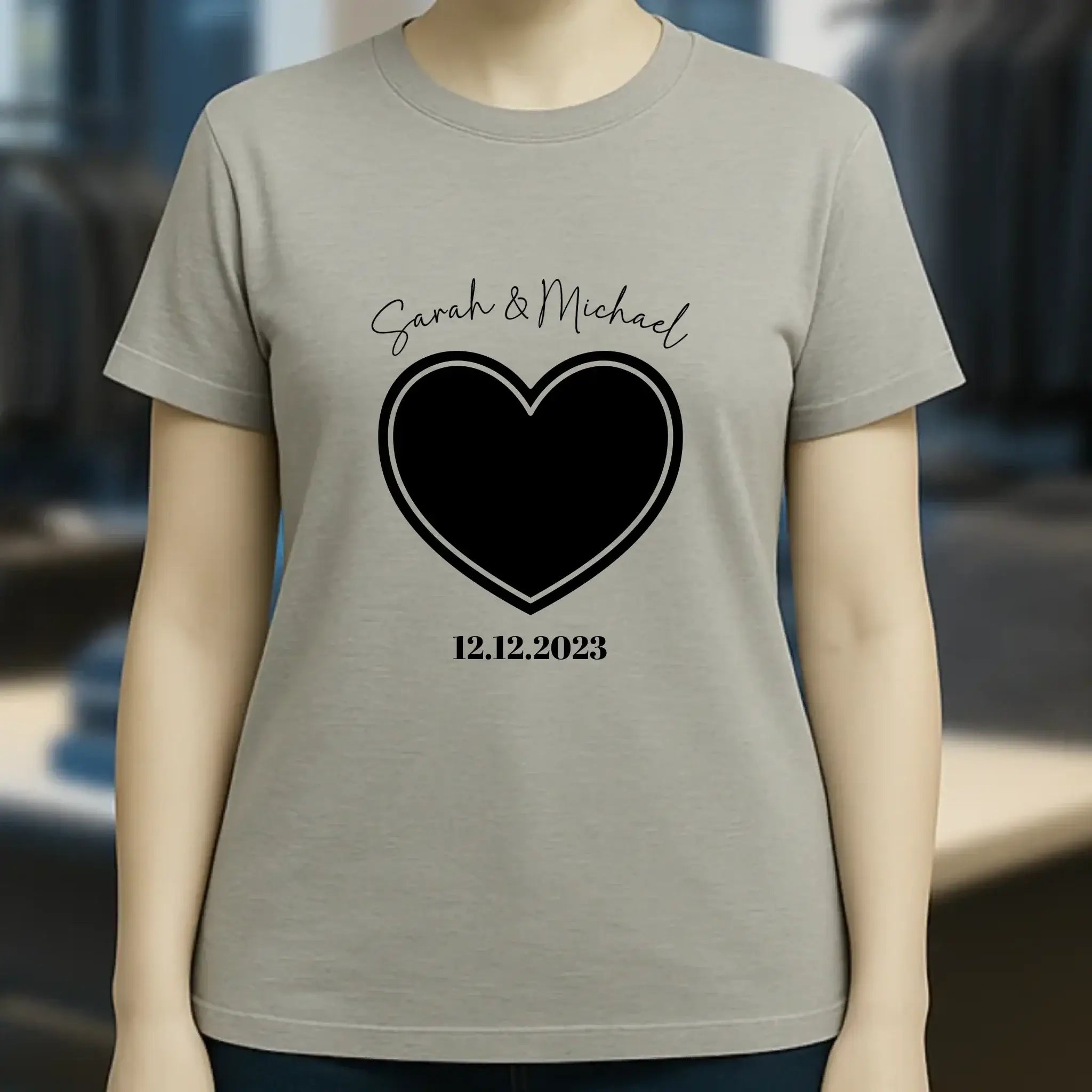 Dein Bild im "Couple-Herz"-Design - Ladies Premium T-Shirt XS-2XL aus Bio-Baumwolle für Damen