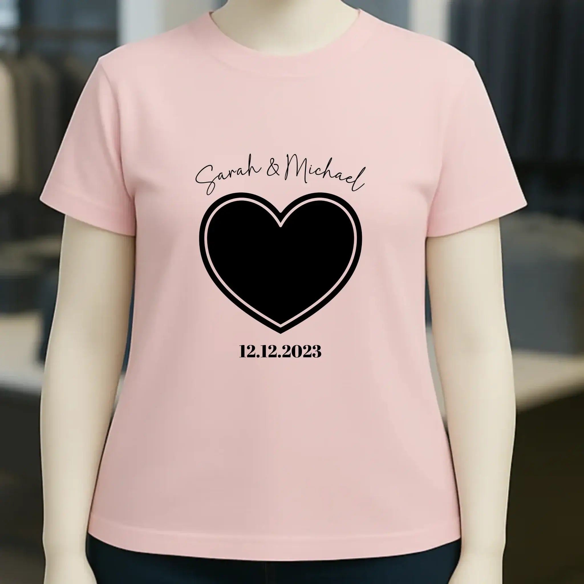 Dein Bild im "Couple-Herz"-Design - Ladies Premium T-Shirt XS-2XL aus Bio-Baumwolle für Damen