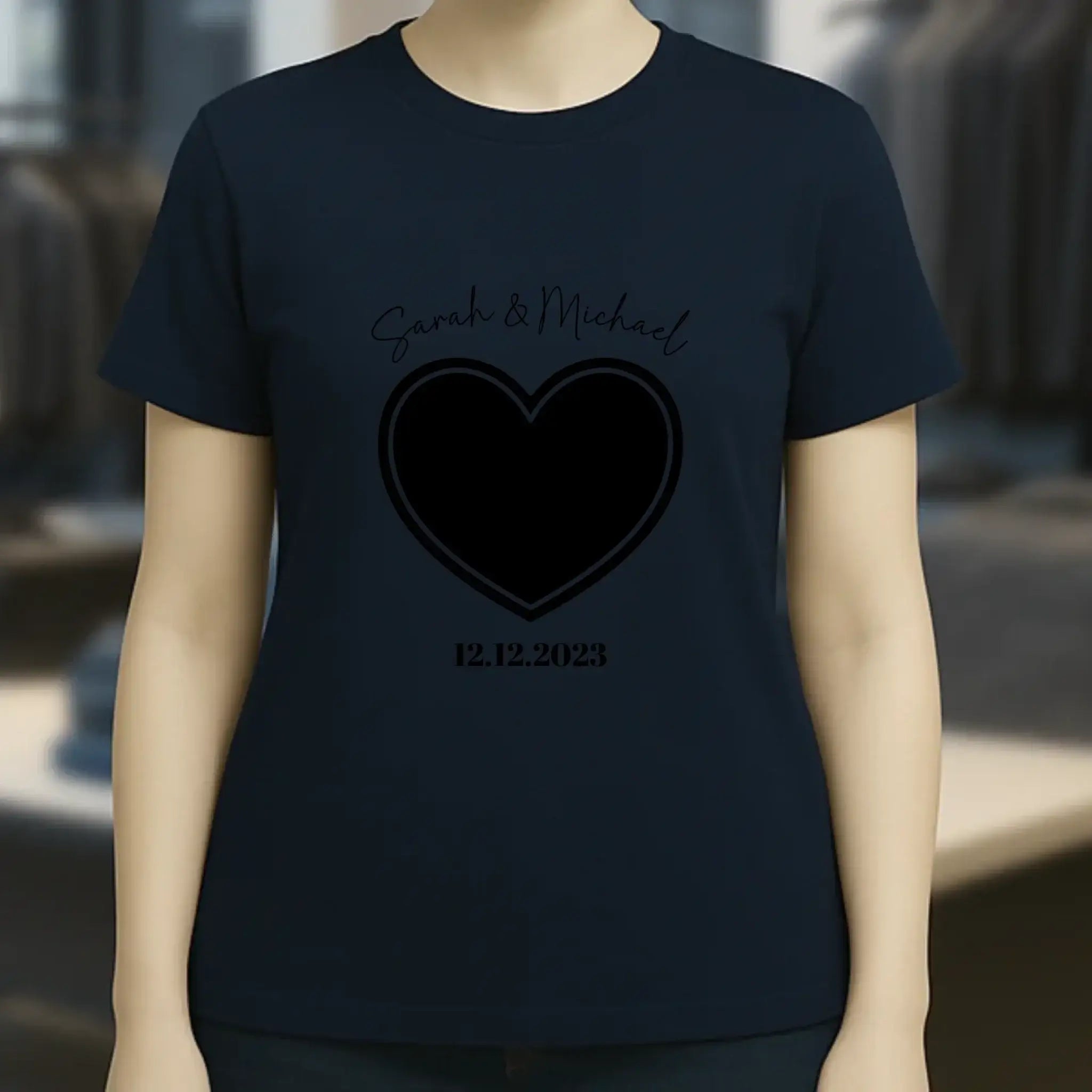 Dein Bild im "Couple-Herz"-Design - Ladies Premium T-Shirt XS-2XL aus Bio-Baumwolle für Damen