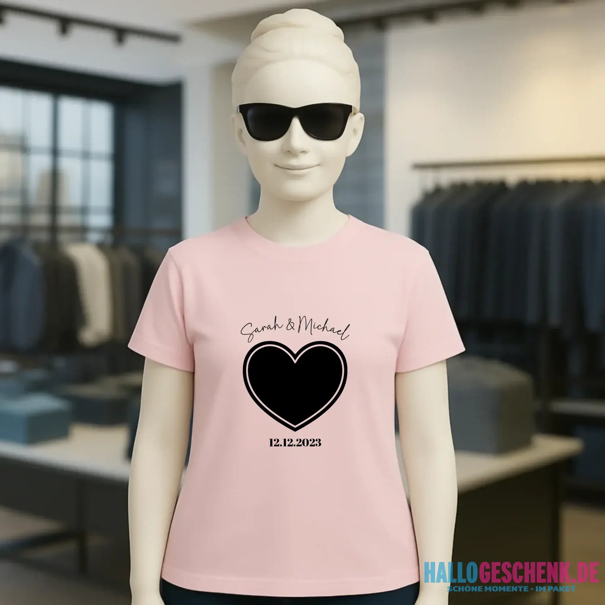 Dein Bild im "Couple-Herz"-Design - Ladies Premium T-Shirt XS-2XL aus Bio-Baumwolle für Damen