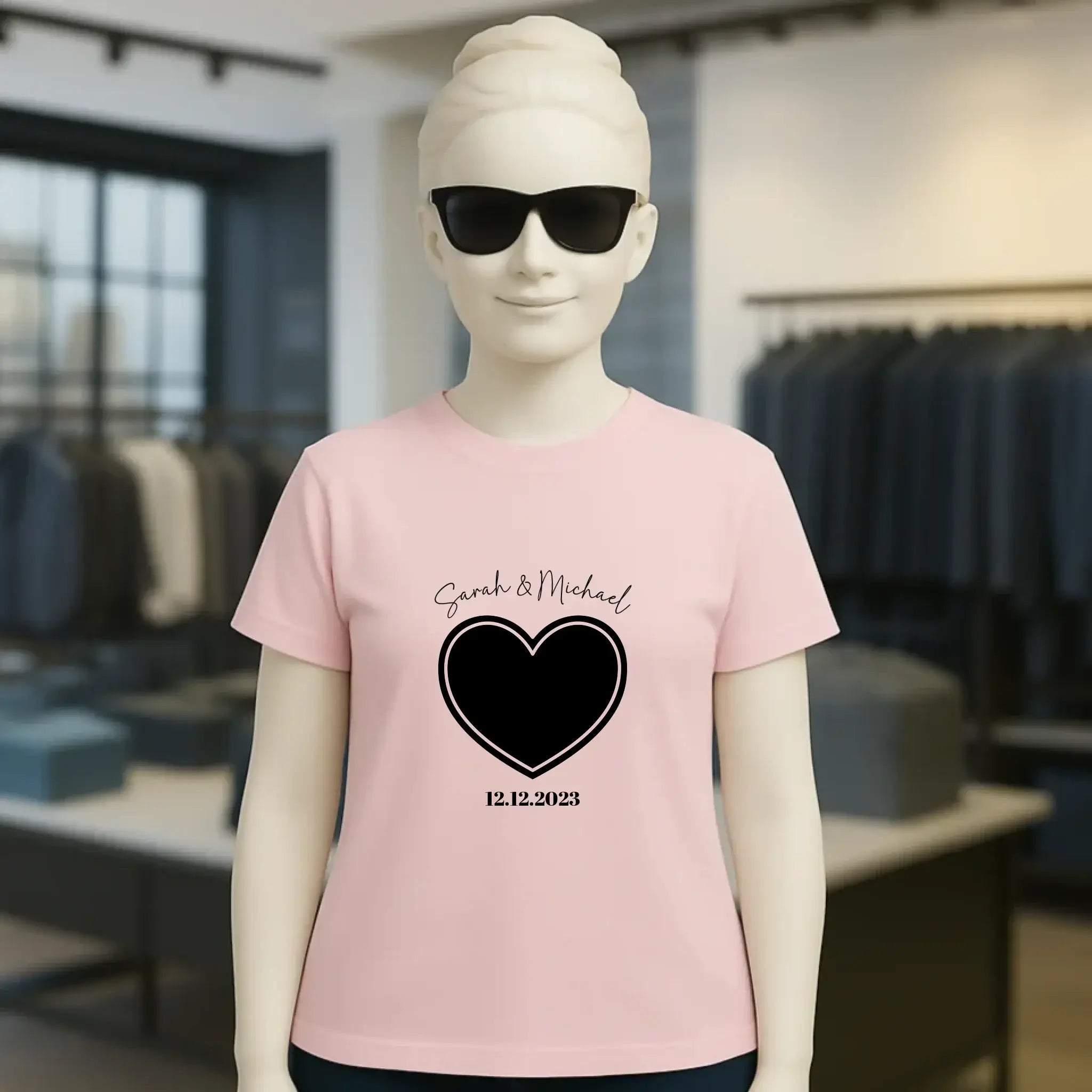 Dein Bild im "Couple-Herz"-Design - Ladies Premium T-Shirt XS-2XL aus Bio-Baumwolle für Damen