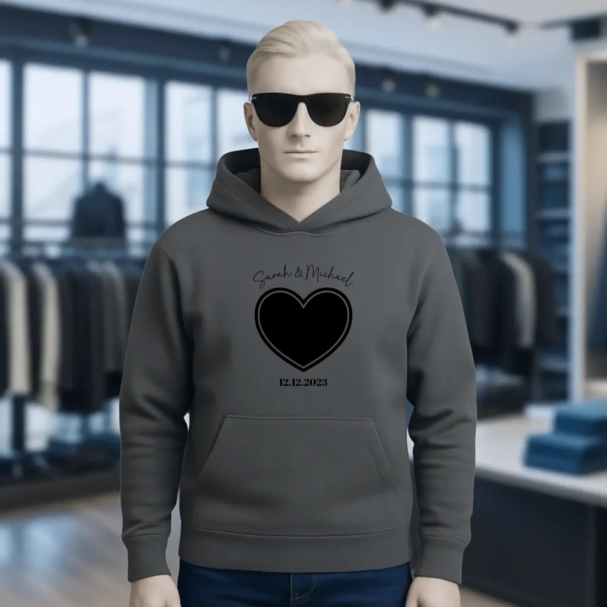 Dein Bild im "Couple-Herz"-Design • Unisex Premium Hoodie XS-5XL aus Bio-Baumwolle für Damen & Herren