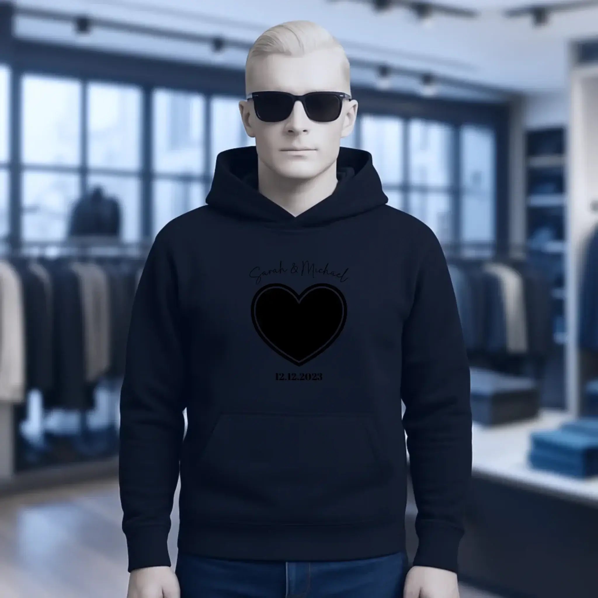 Dein Bild im "Couple-Herz"-Design • Unisex Premium Hoodie XS-5XL aus Bio-Baumwolle für Damen & Herren