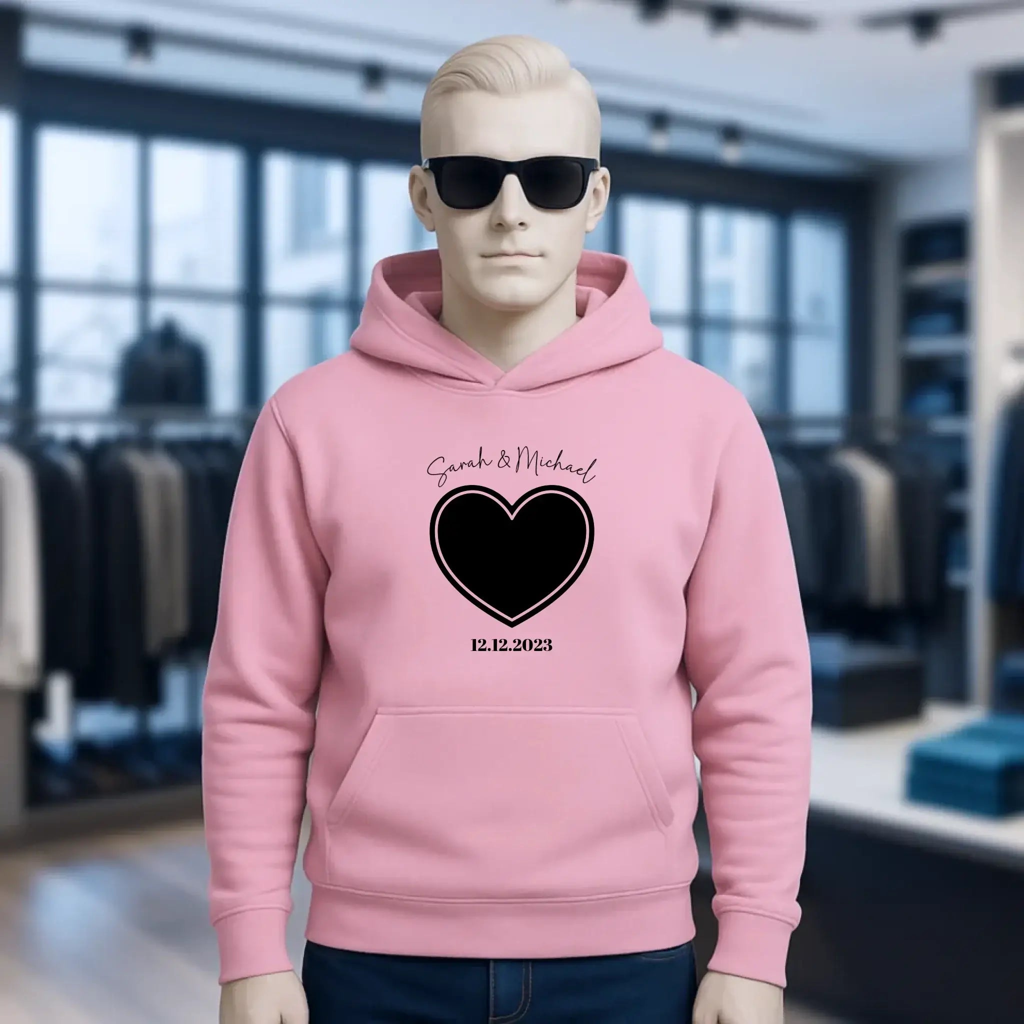 Dein Bild im "Couple-Herz"-Design • Unisex Premium Hoodie XS-5XL aus Bio-Baumwolle für Damen & Herren