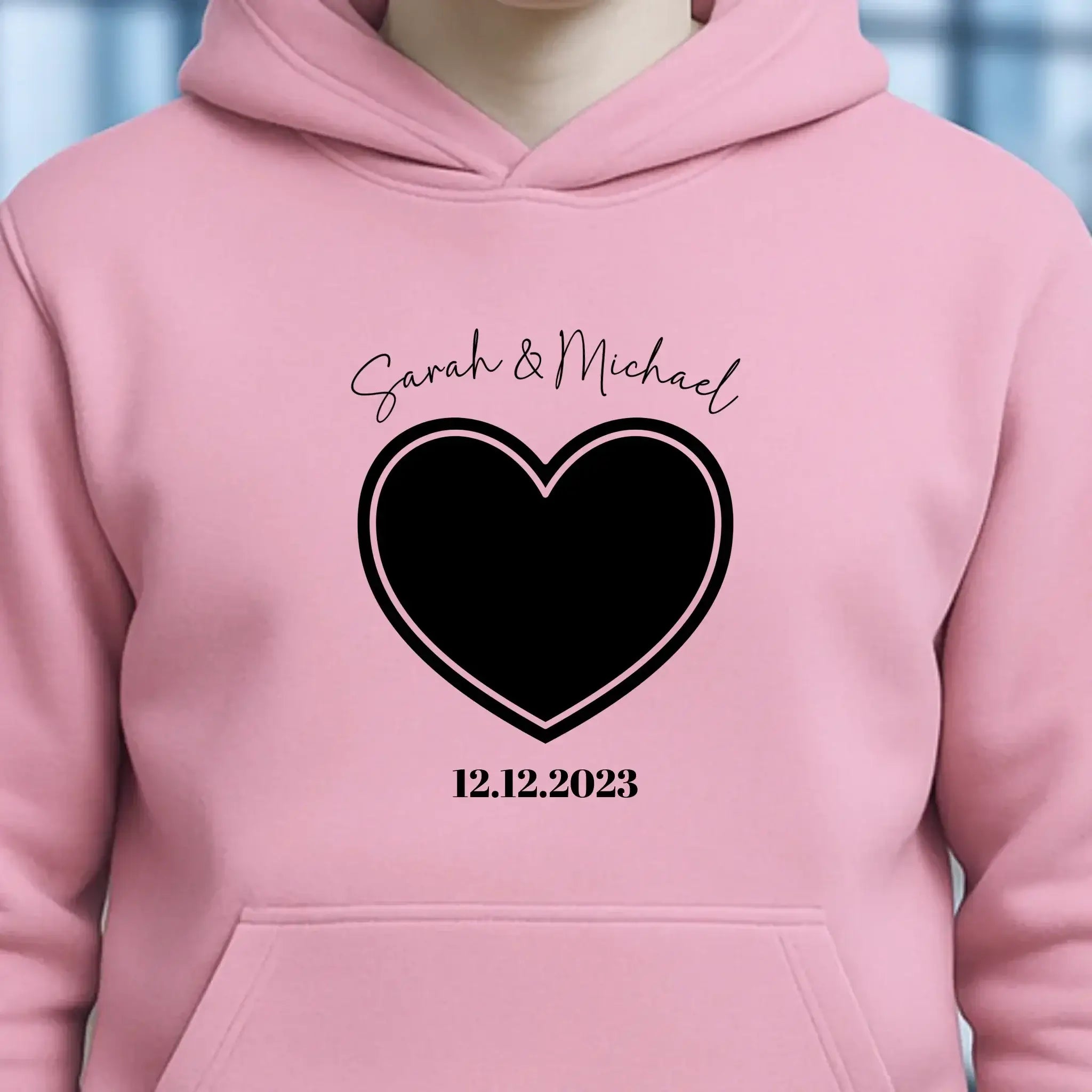 Dein Bild im "Couple-Herz"-Design • Unisex Premium Hoodie XS-5XL aus Bio-Baumwolle für Damen & Herren