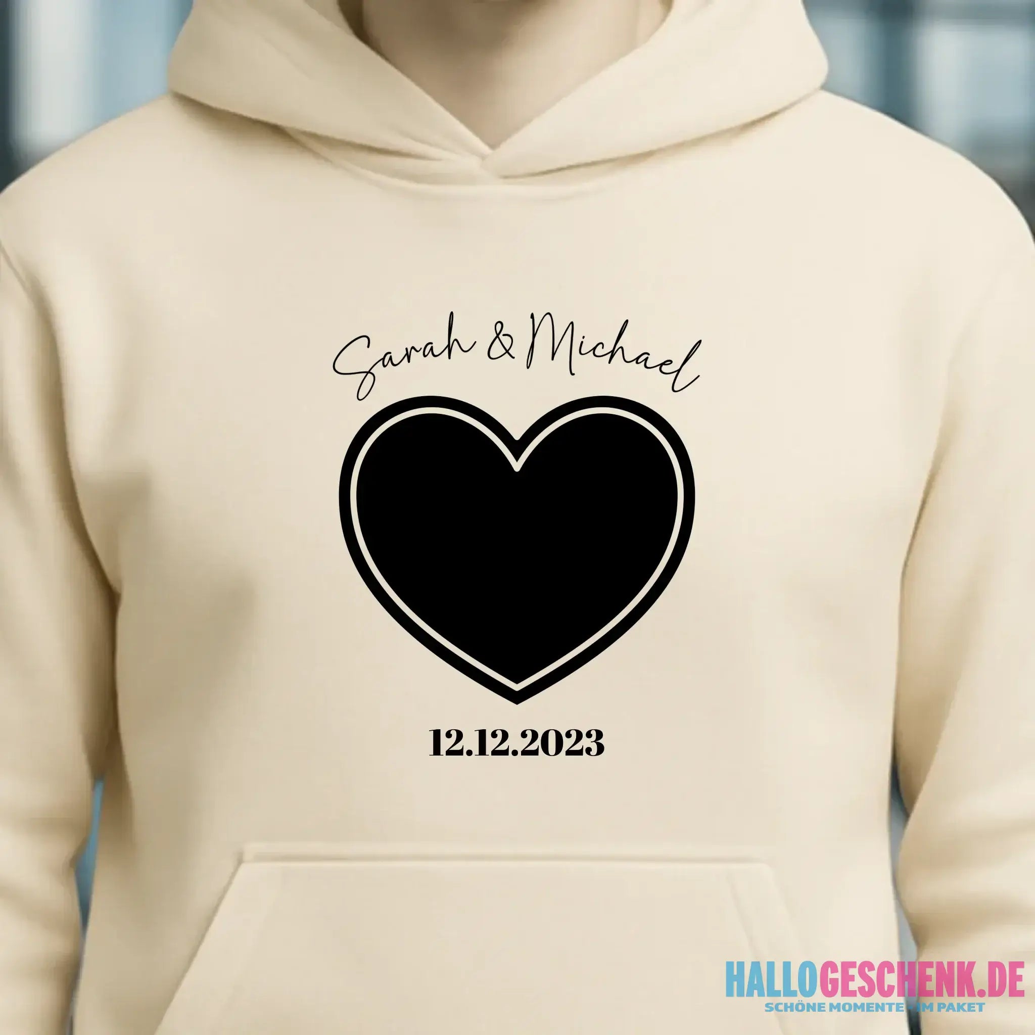 Dein Bild im "Couple-Herz"-Design • Unisex Premium Hoodie XS-5XL aus Bio-Baumwolle für Damen & Herren