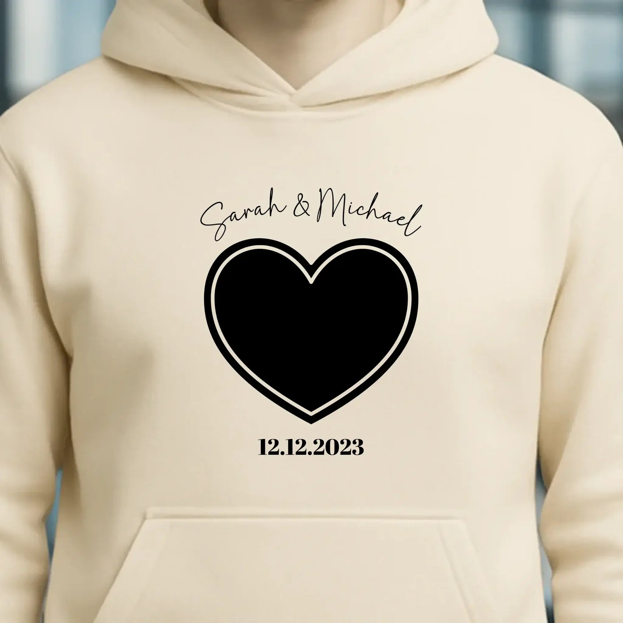 Dein Bild im "Couple-Herz"-Design • Unisex Premium Hoodie XS-5XL aus Bio-Baumwolle für Damen & Herren