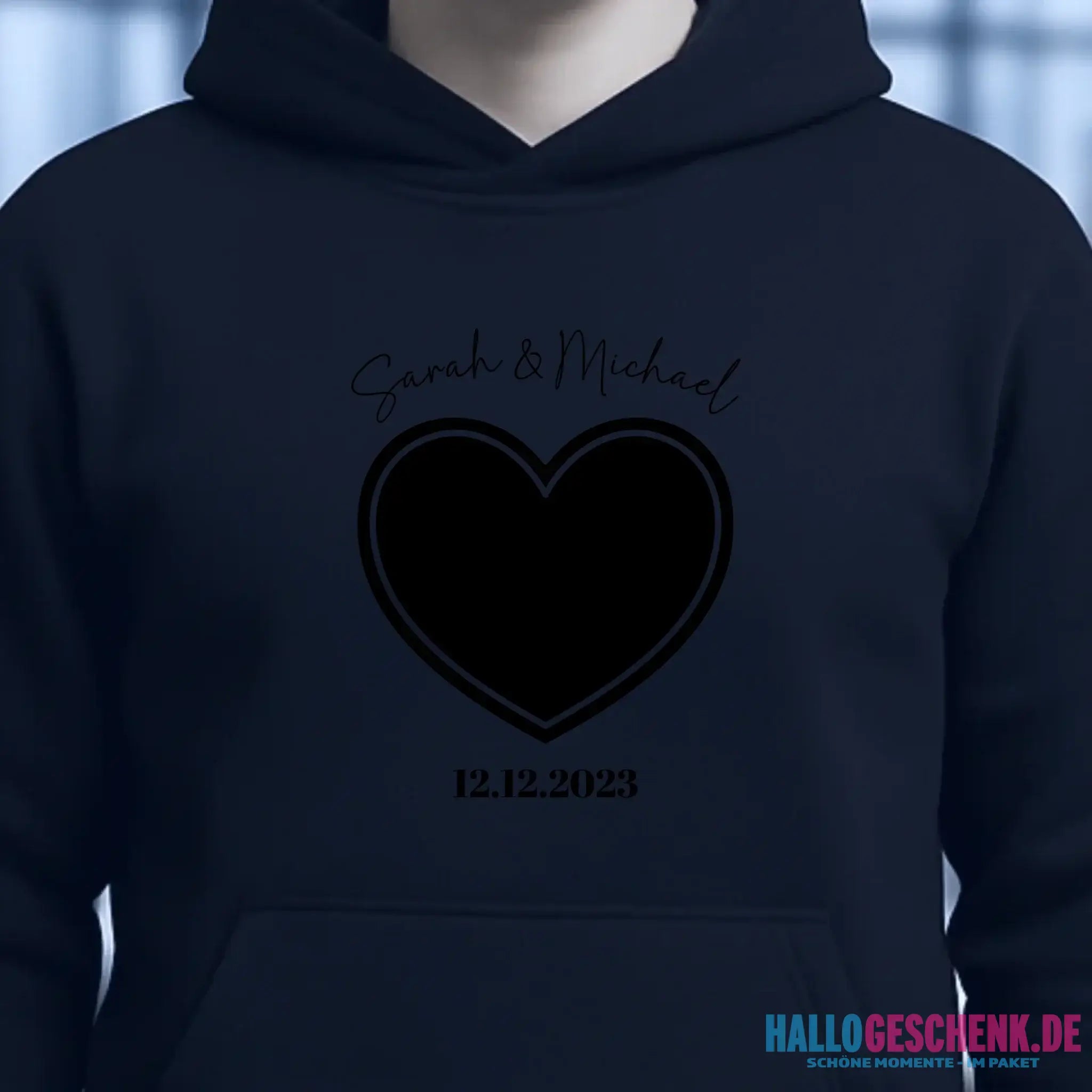 Dein Bild im "Couple-Herz"-Design • Unisex Premium Hoodie XS-5XL aus Bio-Baumwolle für Damen & Herren