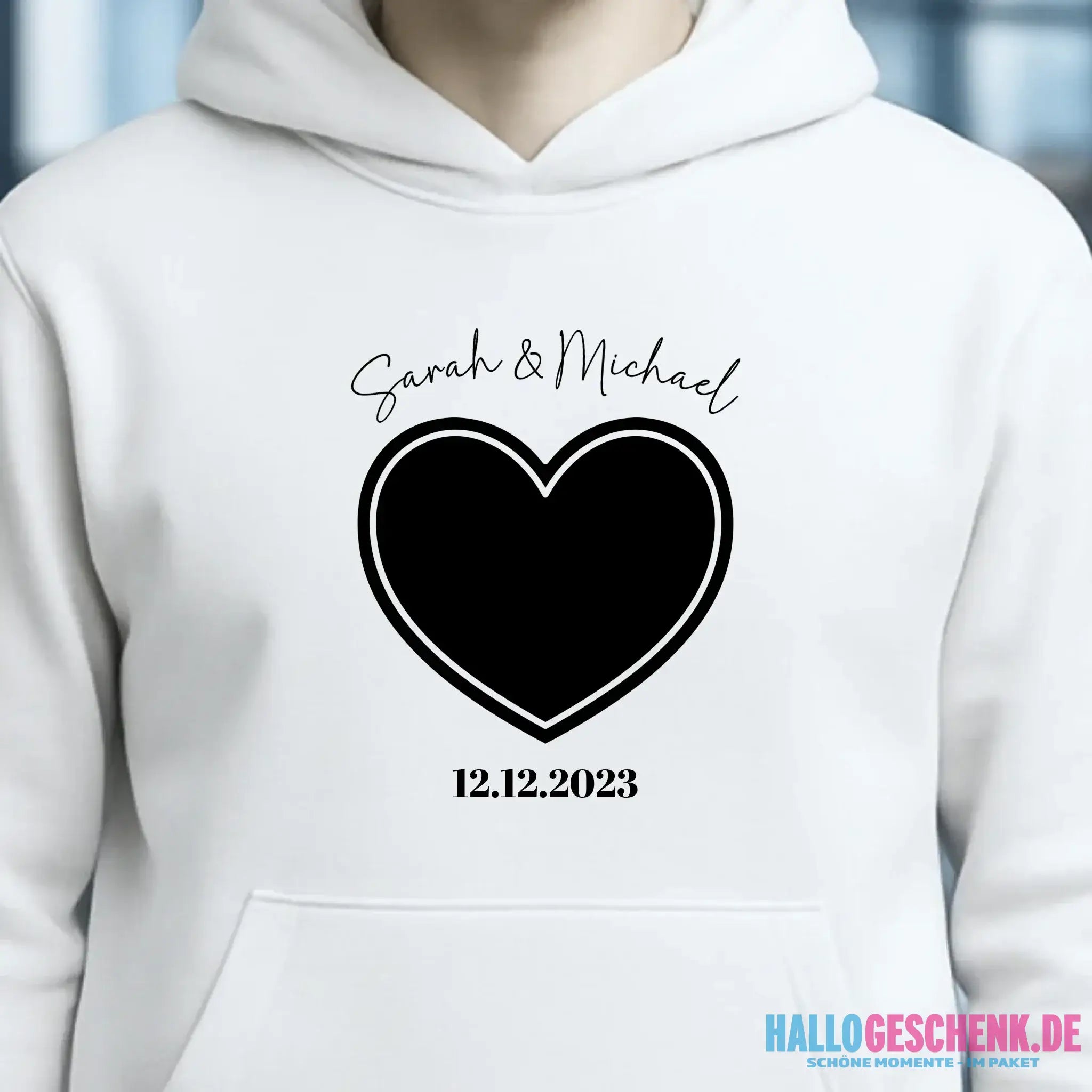 Dein Bild im "Couple-Herz"-Design • Unisex Premium Hoodie XS-5XL aus Bio-Baumwolle für Damen & Herren