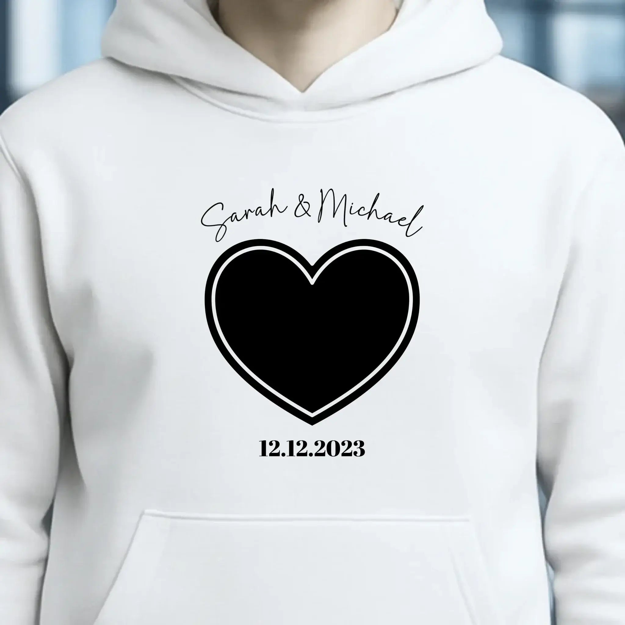 Dein Bild im "Couple-Herz"-Design • Unisex Premium Hoodie XS-5XL aus Bio-Baumwolle für Damen & Herren