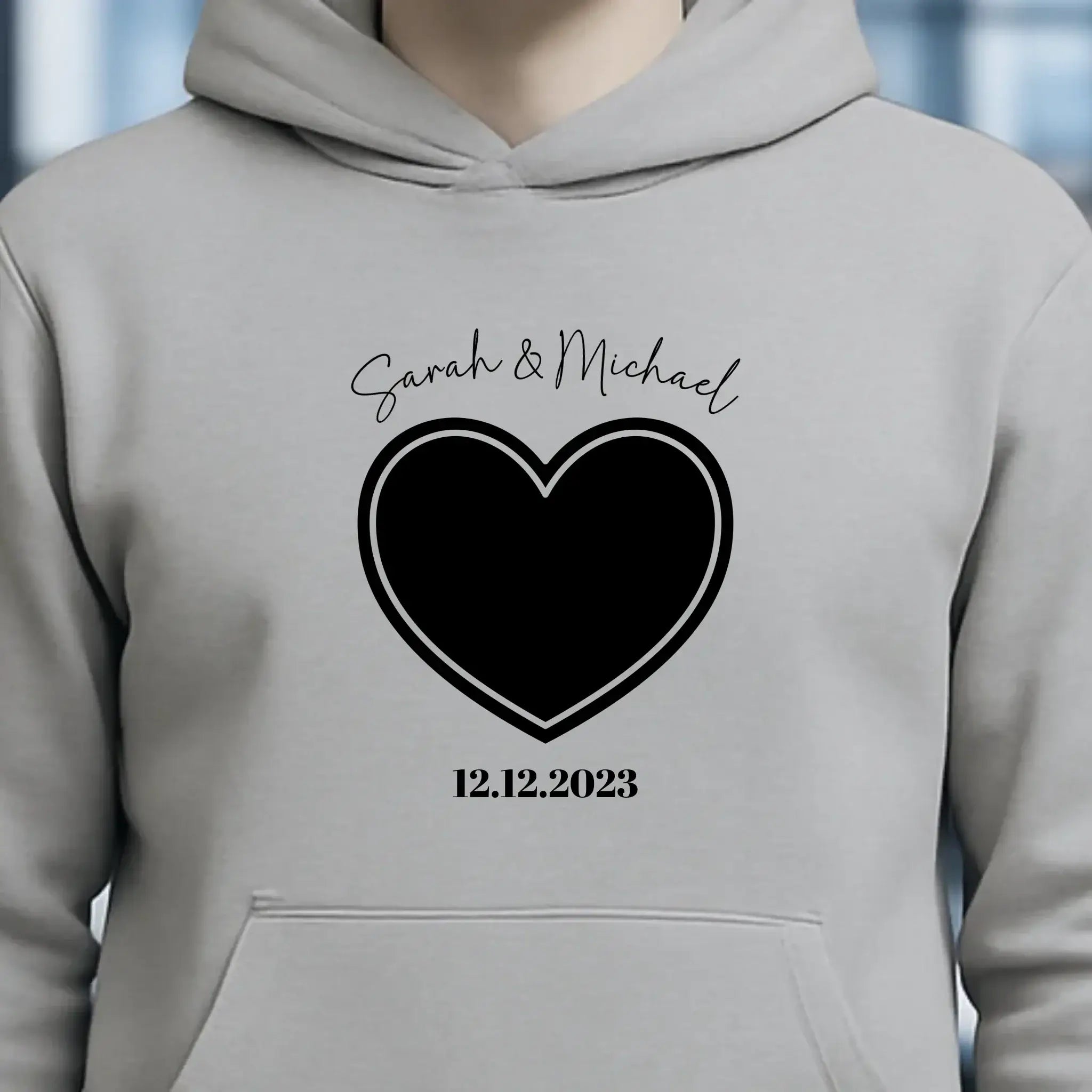 Dein Bild im "Couple-Herz"-Design • Unisex Premium Hoodie XS-5XL aus Bio-Baumwolle für Damen & Herren