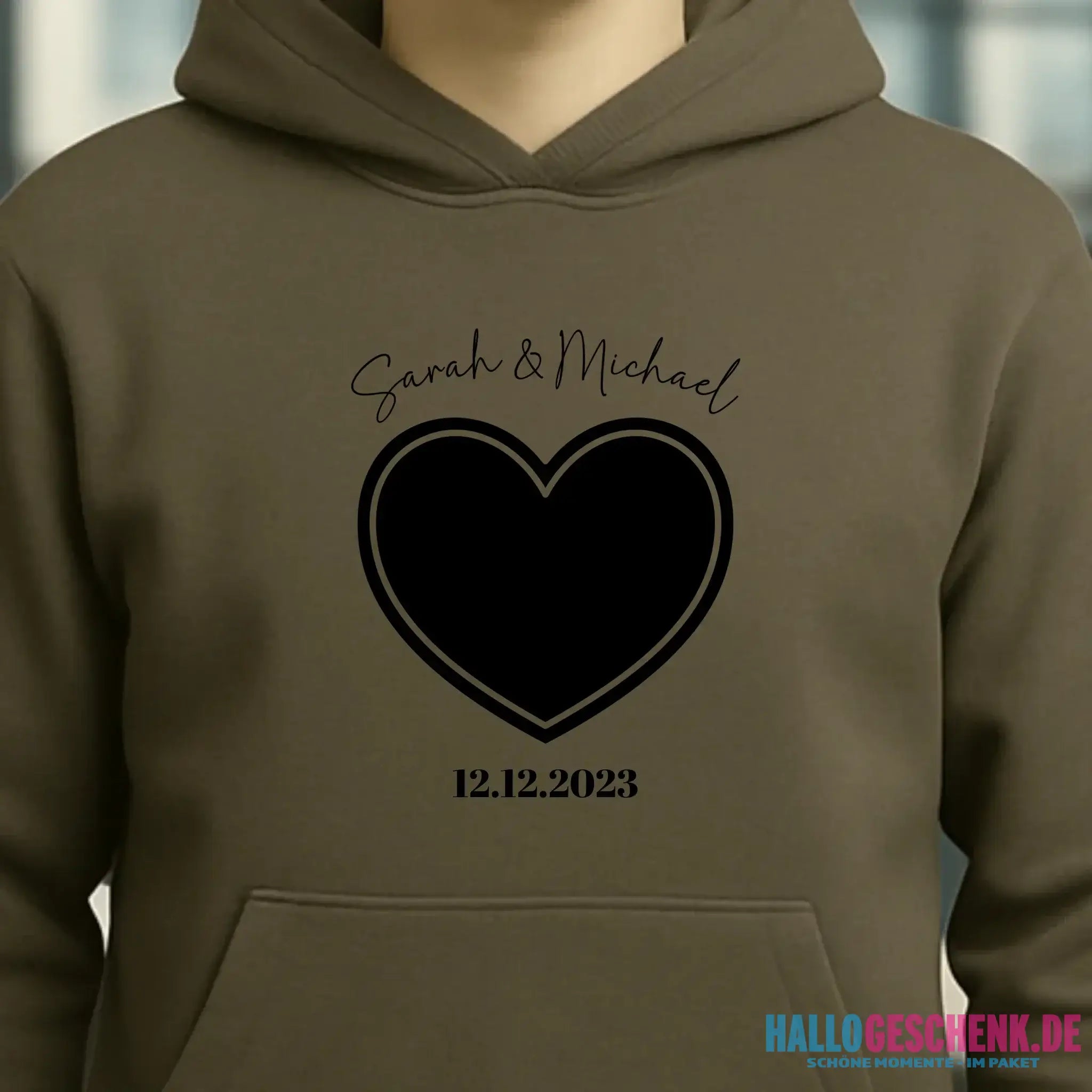 Dein Bild im "Couple-Herz"-Design • Unisex Premium Hoodie XS-5XL aus Bio-Baumwolle für Damen & Herren