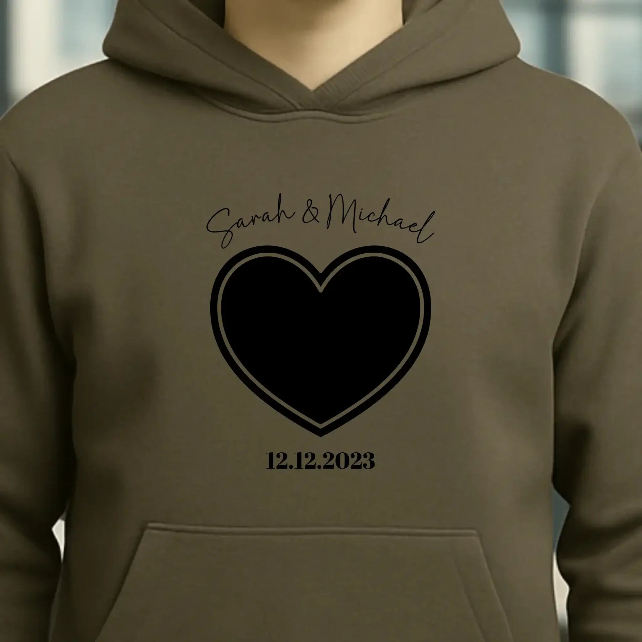 Dein Bild im "Couple-Herz"-Design • Unisex Premium Hoodie XS-5XL aus Bio-Baumwolle für Damen & Herren