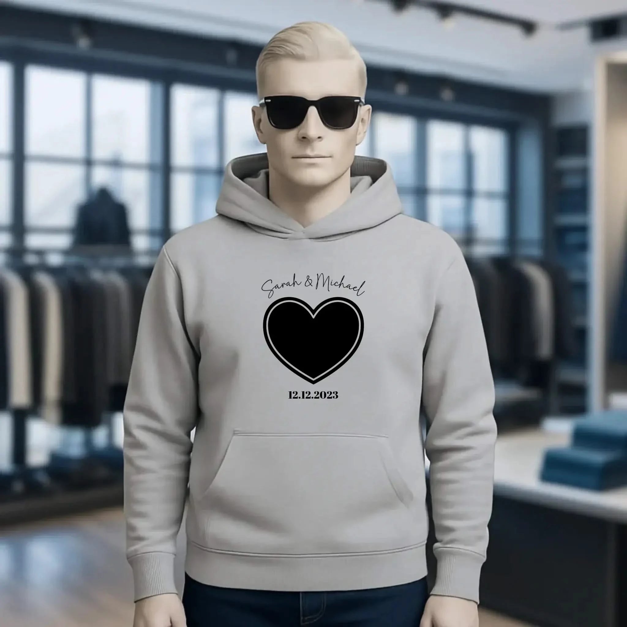 Dein Bild im "Couple-Herz"-Design • Unisex Premium Hoodie XS-5XL aus Bio-Baumwolle für Damen & Herren