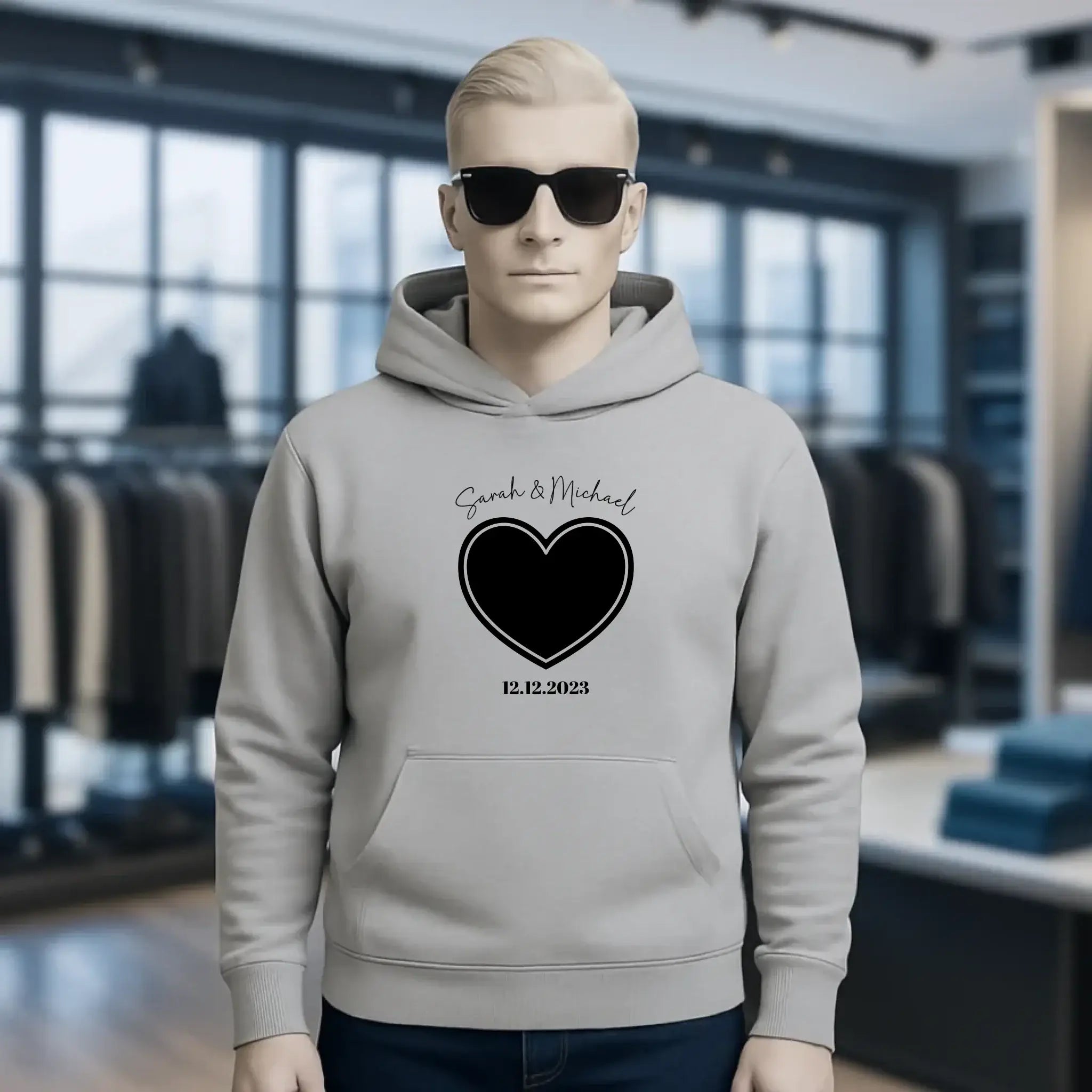 Dein Bild im "Couple-Herz"-Design • Unisex Premium Hoodie XS-5XL aus Bio-Baumwolle für Damen & Herren