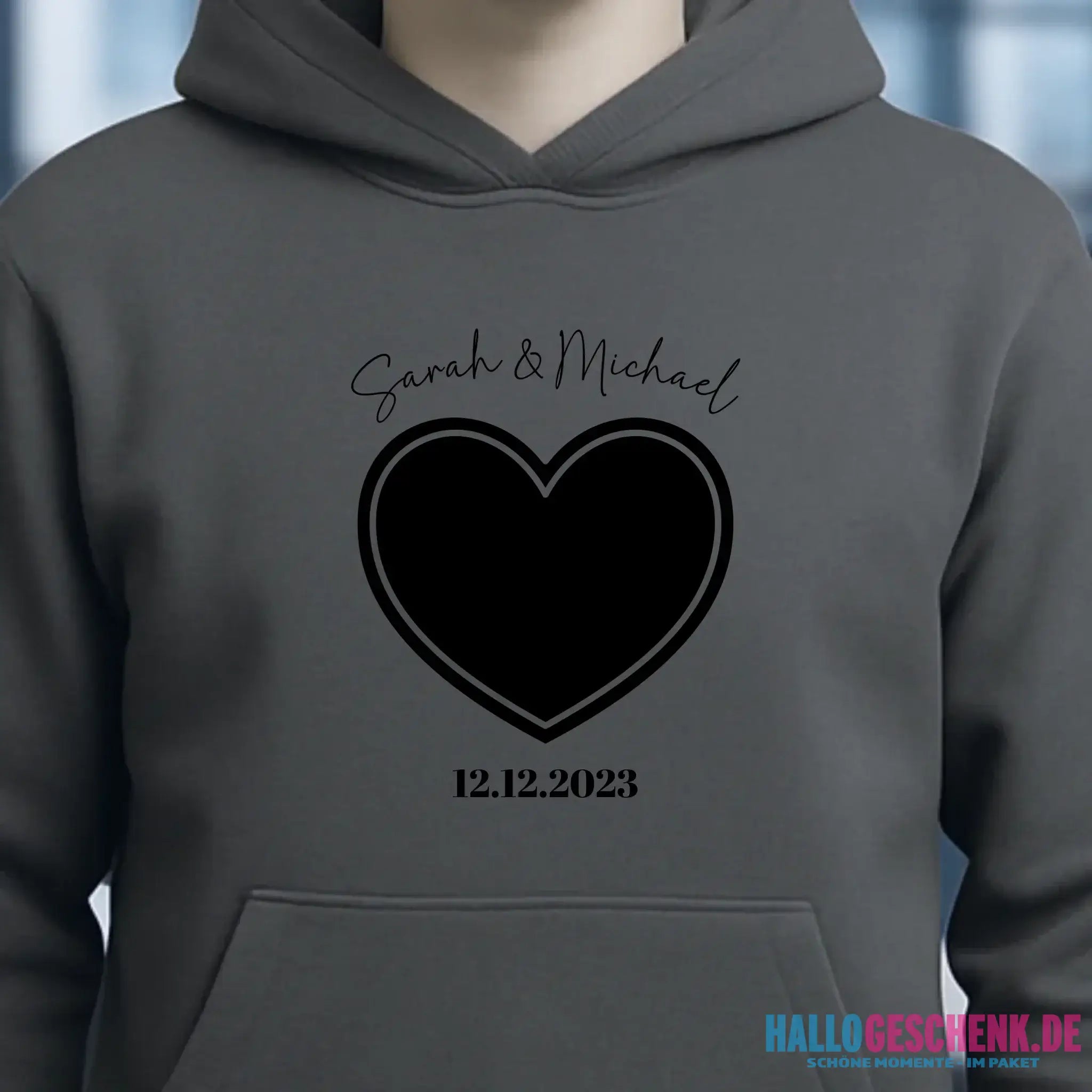 Dein Bild im "Couple-Herz"-Design • Unisex Premium Hoodie XS-5XL aus Bio-Baumwolle für Damen & Herren