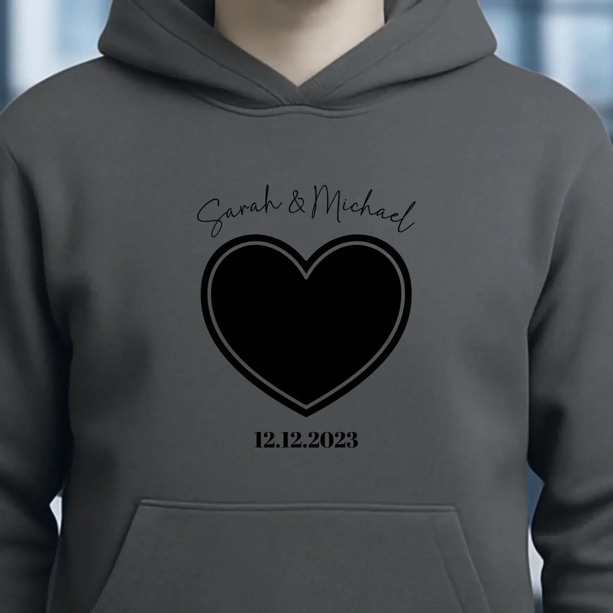 Dein Bild im "Couple-Herz"-Design • Unisex Premium Hoodie XS-5XL aus Bio-Baumwolle für Damen & Herren