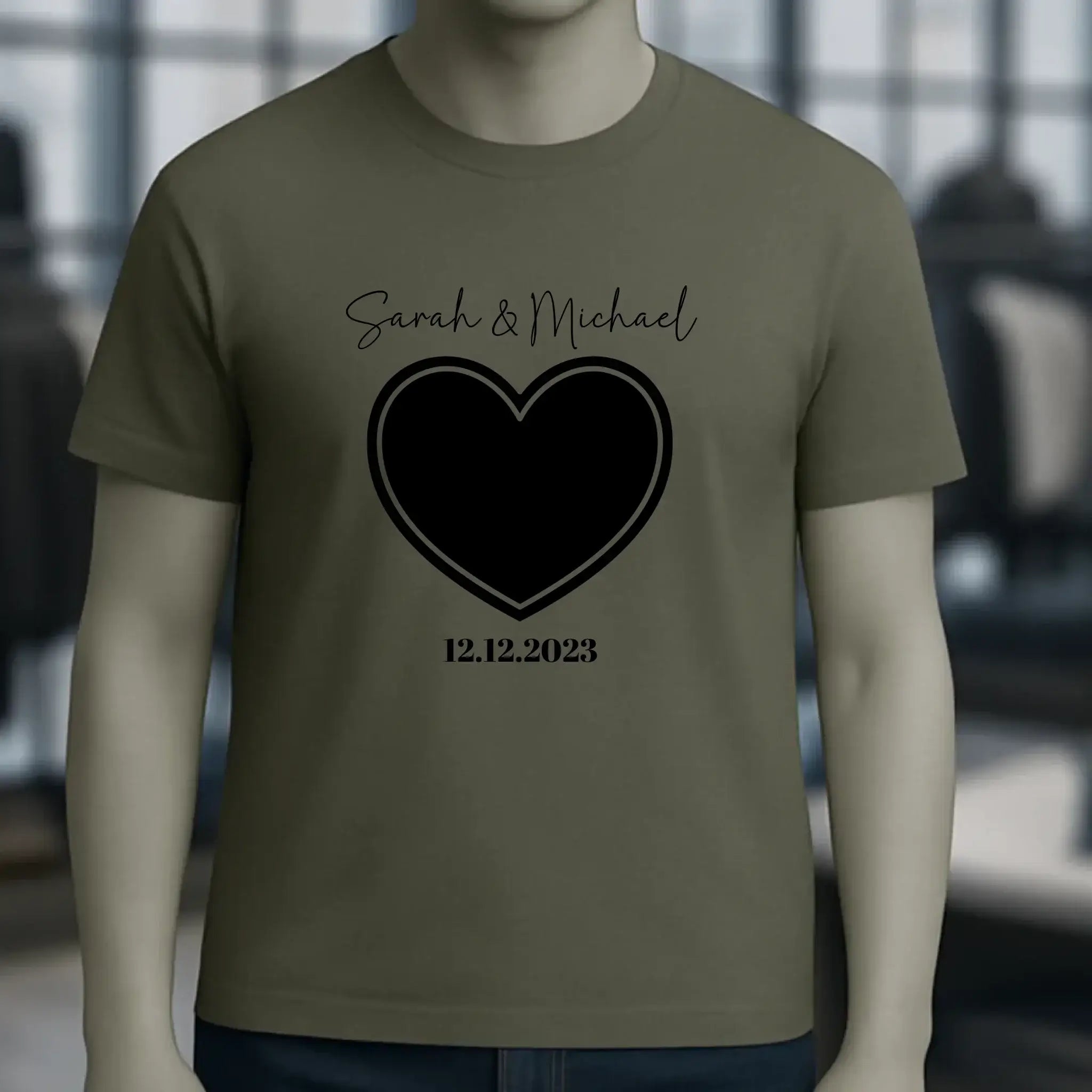 Dein Bild im "Couple-Herz"-Design - Unisex Premium T-Shirt XS-5XL aus Bio-Baumwolle für Damen & Herren