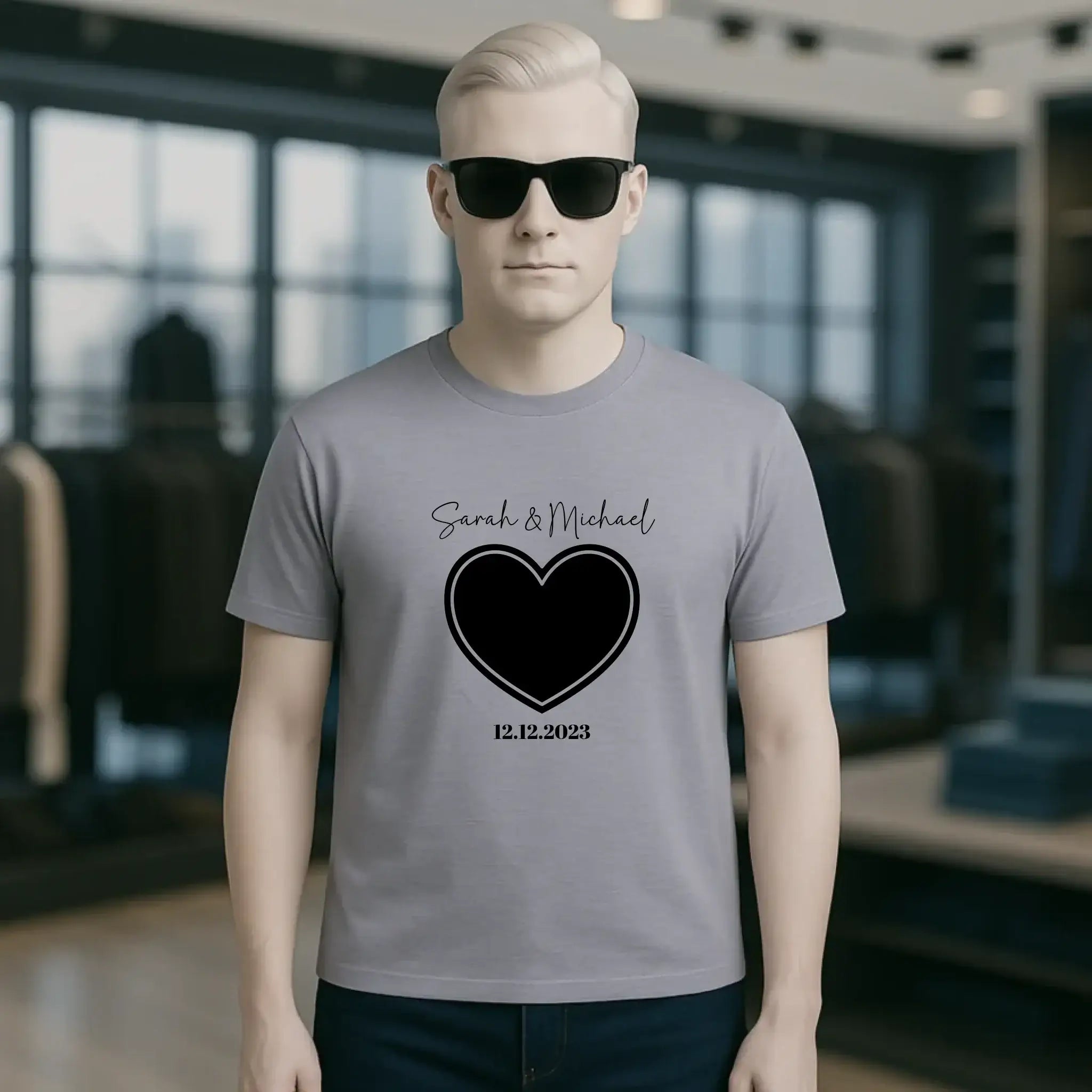 Dein Bild im "Couple-Herz"-Design - Unisex Premium T-Shirt XS-5XL aus Bio-Baumwolle für Damen & Herren