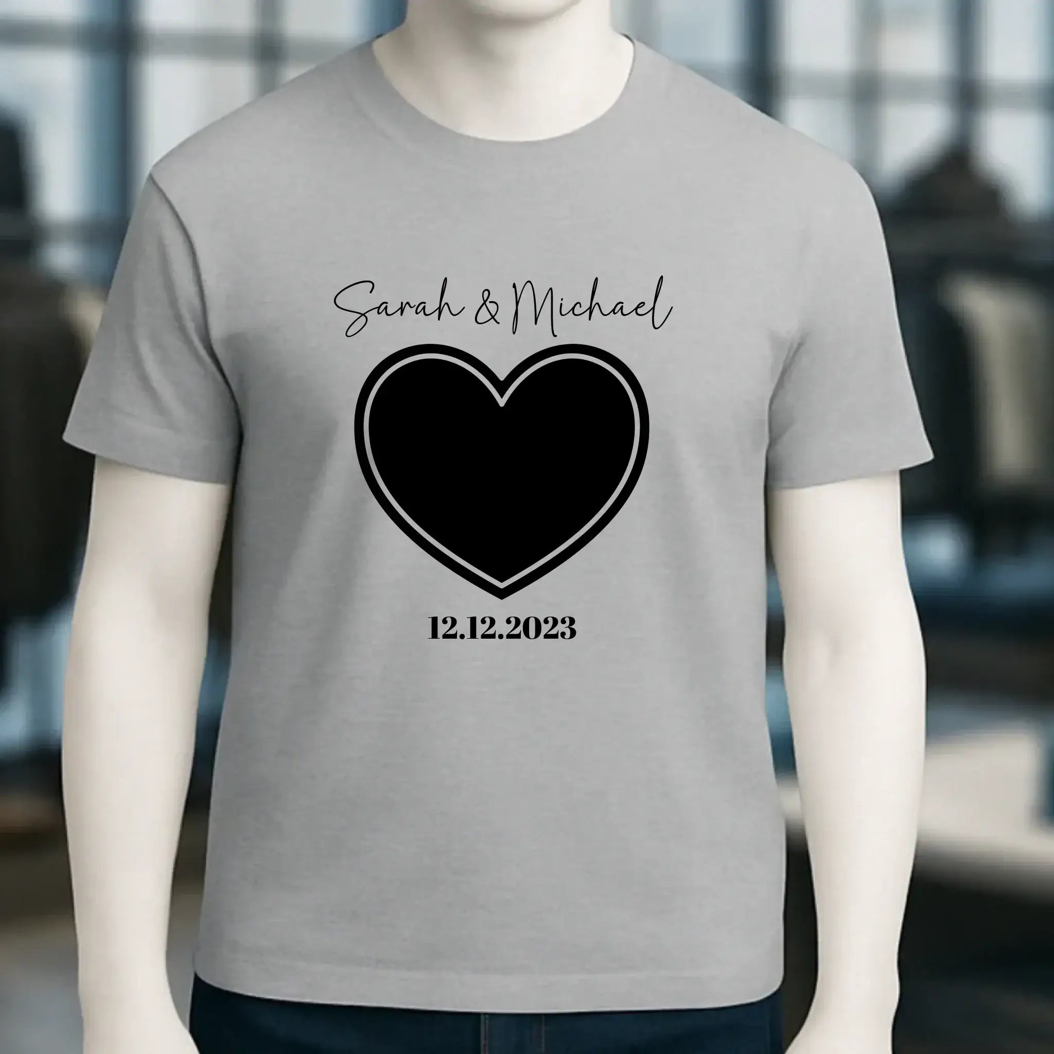 Dein Bild im "Couple-Herz"-Design - Unisex Premium T-Shirt XS-5XL aus Bio-Baumwolle für Damen & Herren