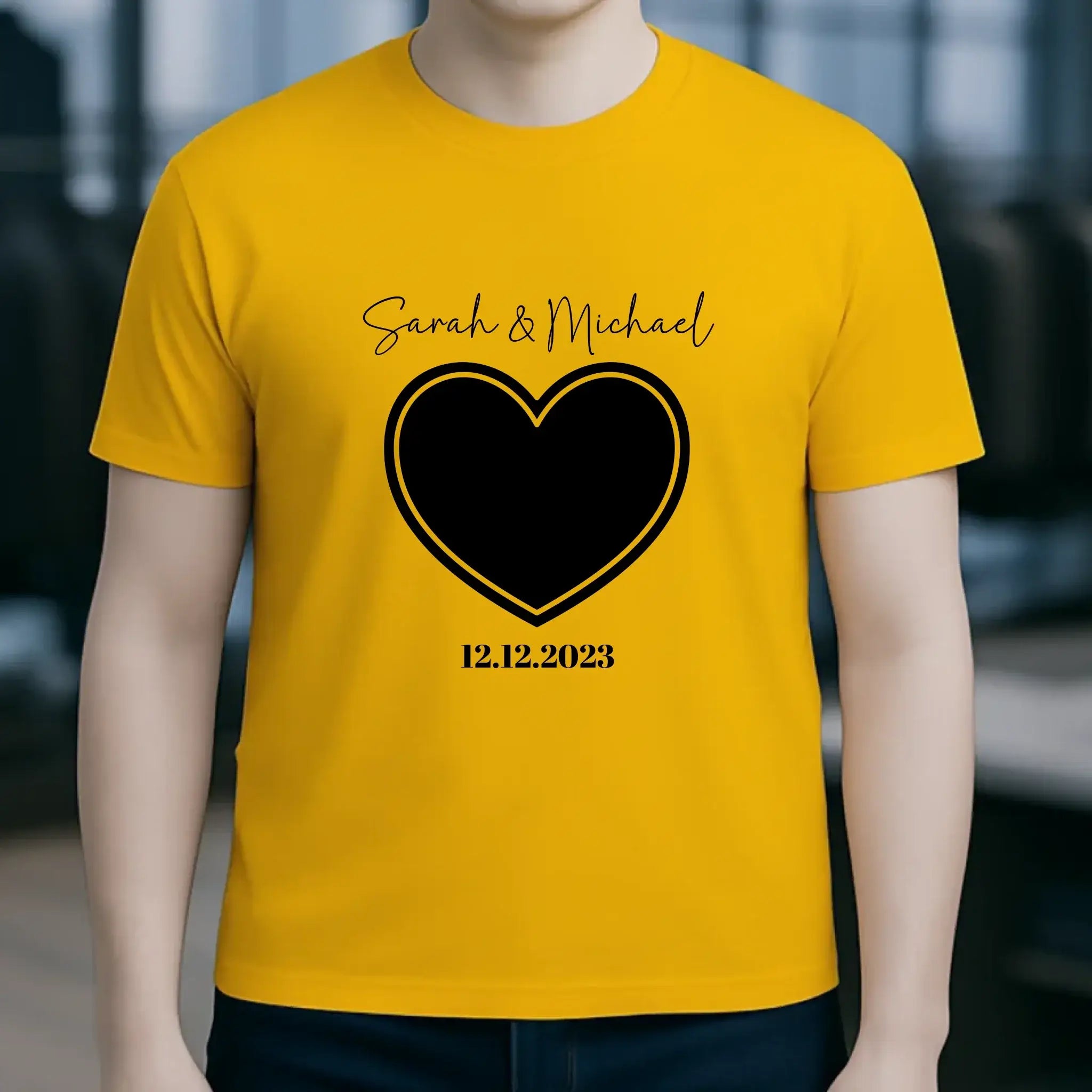 Dein Bild im "Couple-Herz"-Design - Unisex Premium T-Shirt XS-5XL aus Bio-Baumwolle für Damen & Herren