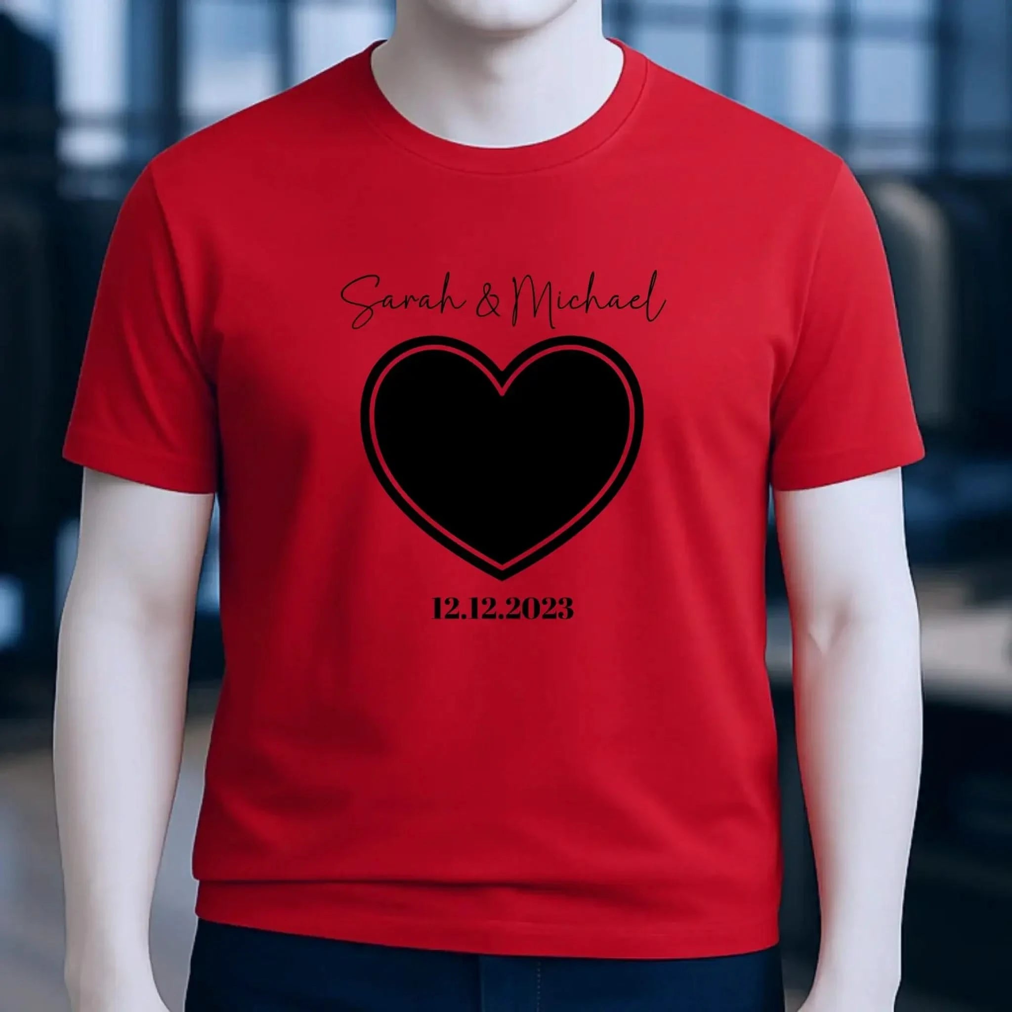 Dein Bild im "Couple-Herz"-Design - Unisex Premium T-Shirt XS-5XL aus Bio-Baumwolle für Damen & Herren