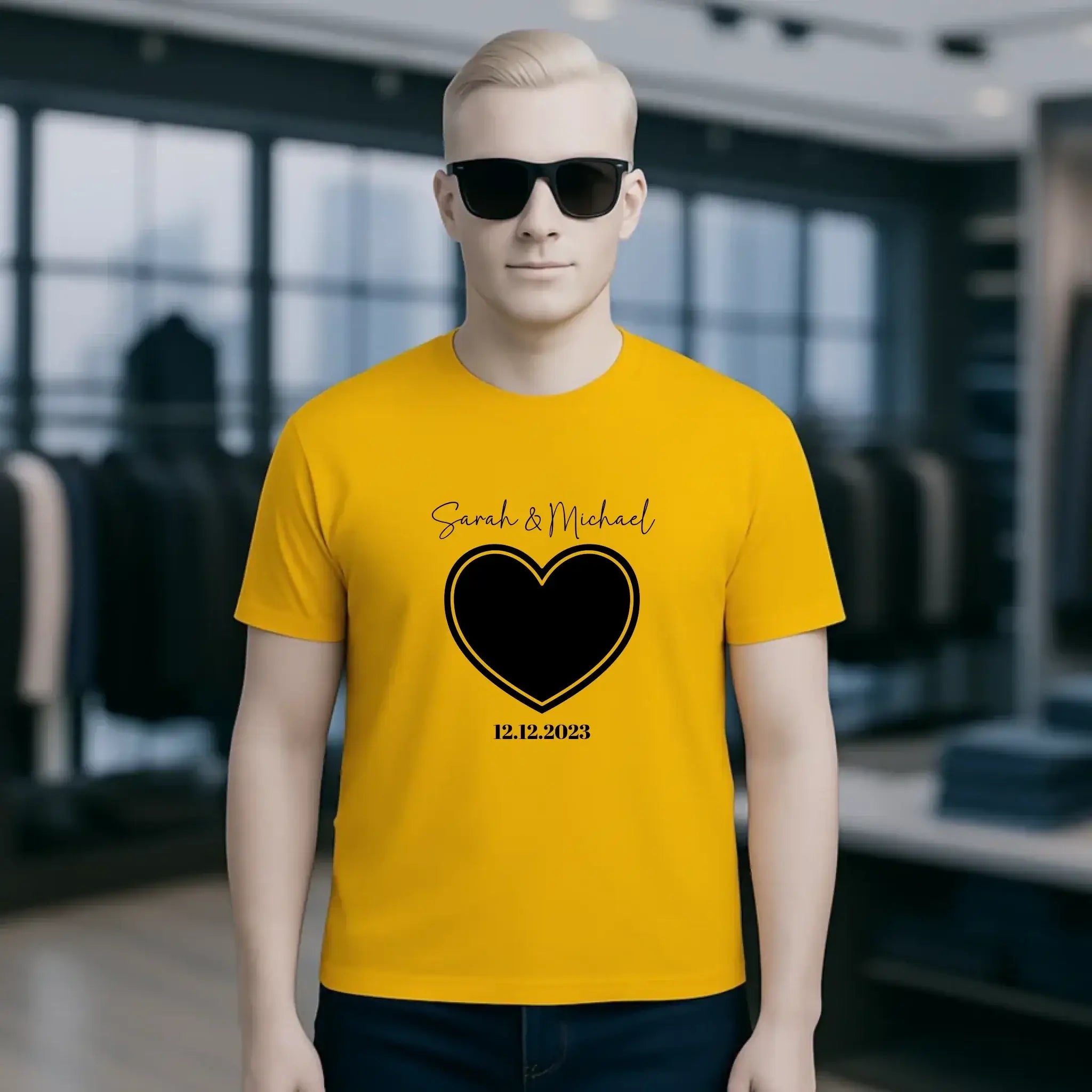 Dein Bild im "Couple-Herz"-Design - Unisex Premium T-Shirt XS-5XL aus Bio-Baumwolle für Damen & Herren