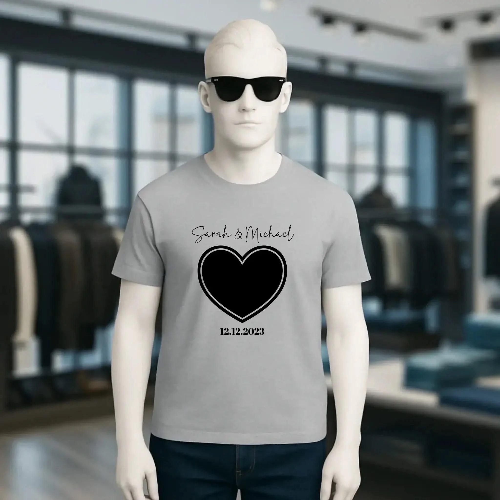 Dein Bild im "Couple-Herz"-Design - Unisex Premium T-Shirt XS-5XL aus Bio-Baumwolle für Damen & Herren