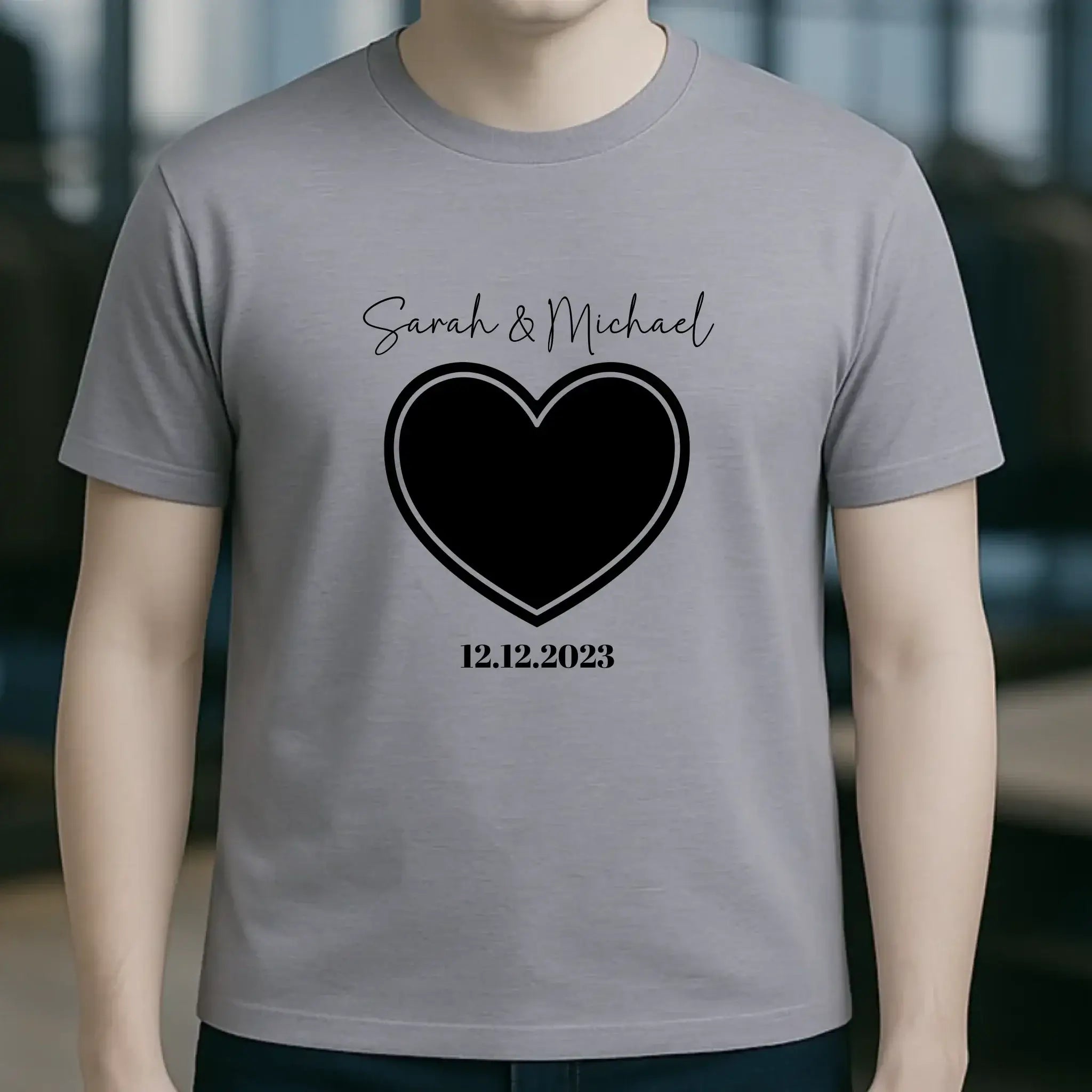 Dein Bild im "Couple-Herz"-Design - Unisex Premium T-Shirt XS-5XL aus Bio-Baumwolle für Damen & Herren