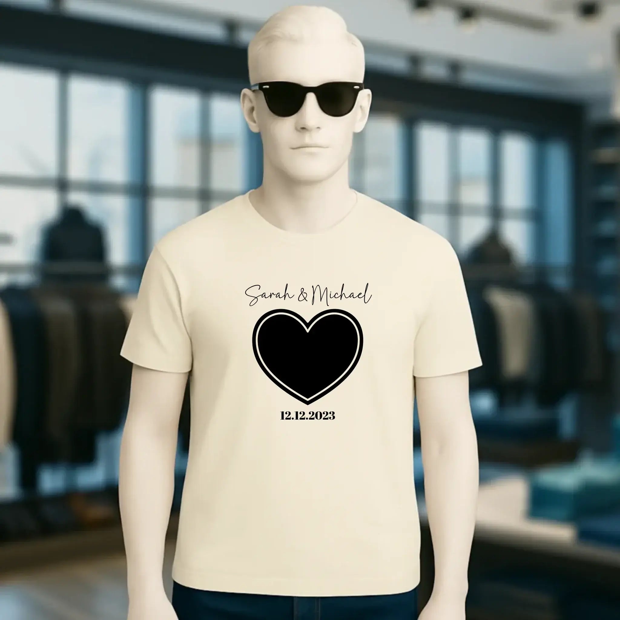 Dein Bild im "Couple-Herz"-Design - Unisex Premium T-Shirt XS-5XL aus Bio-Baumwolle für Damen & Herren