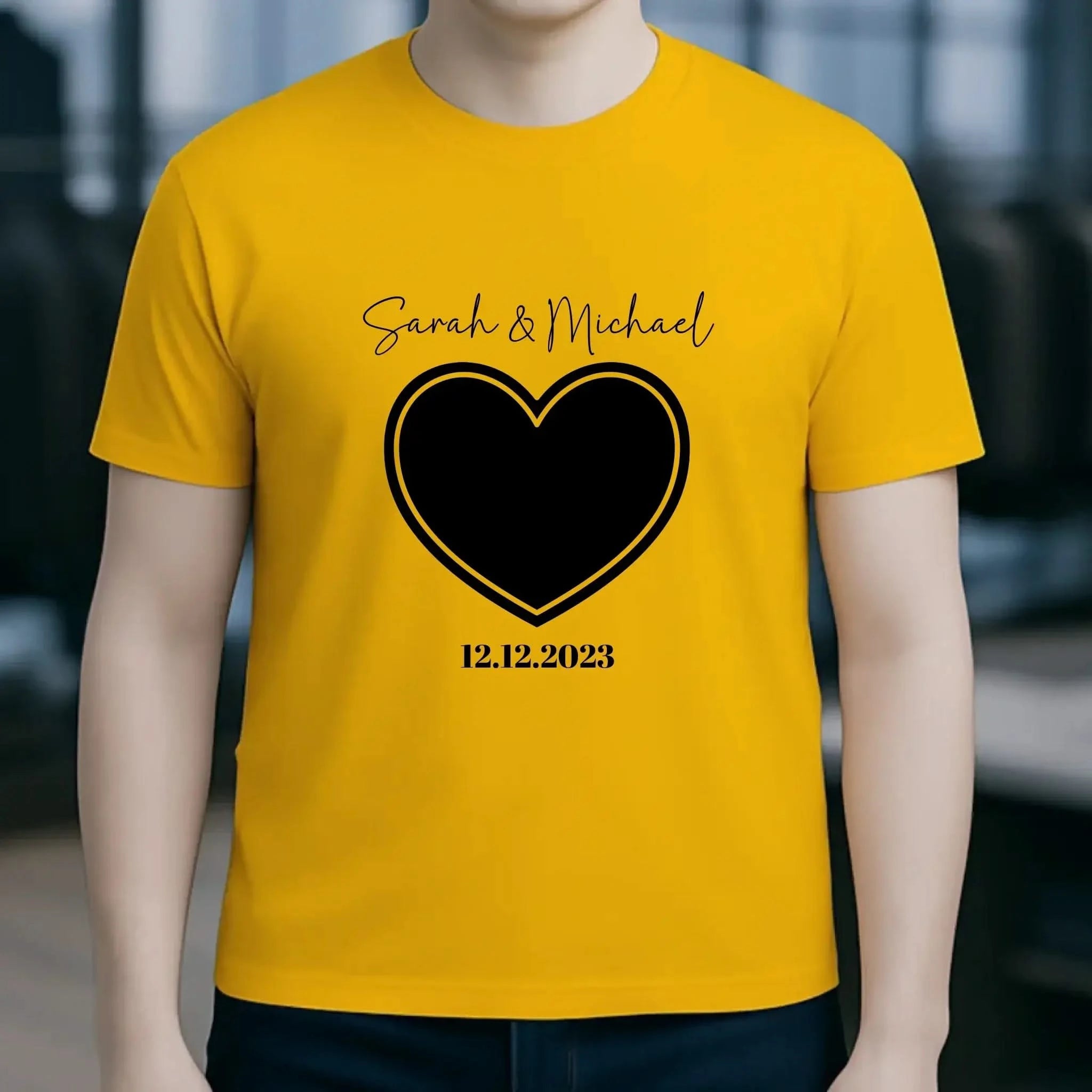 Dein Bild im "Couple-Herz"-Design - Unisex Premium T-Shirt XS-5XL aus Bio-Baumwolle für Damen & Herren