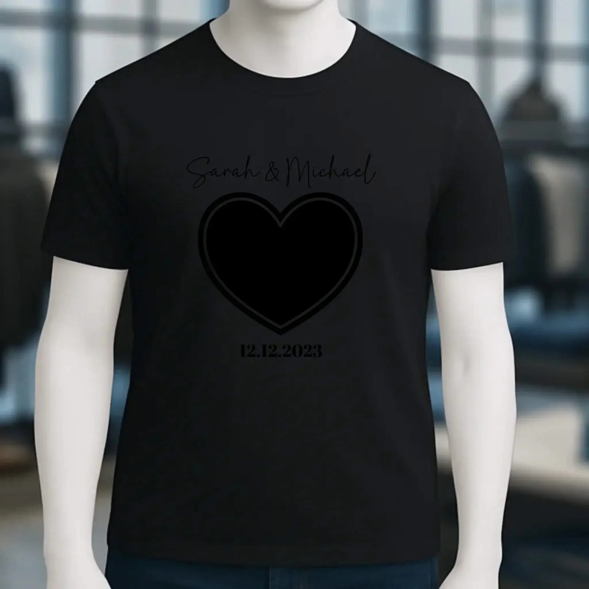 Dein Bild im "Couple-Herz"-Design - Unisex Premium T-Shirt XS-5XL aus Bio-Baumwolle für Damen & Herren