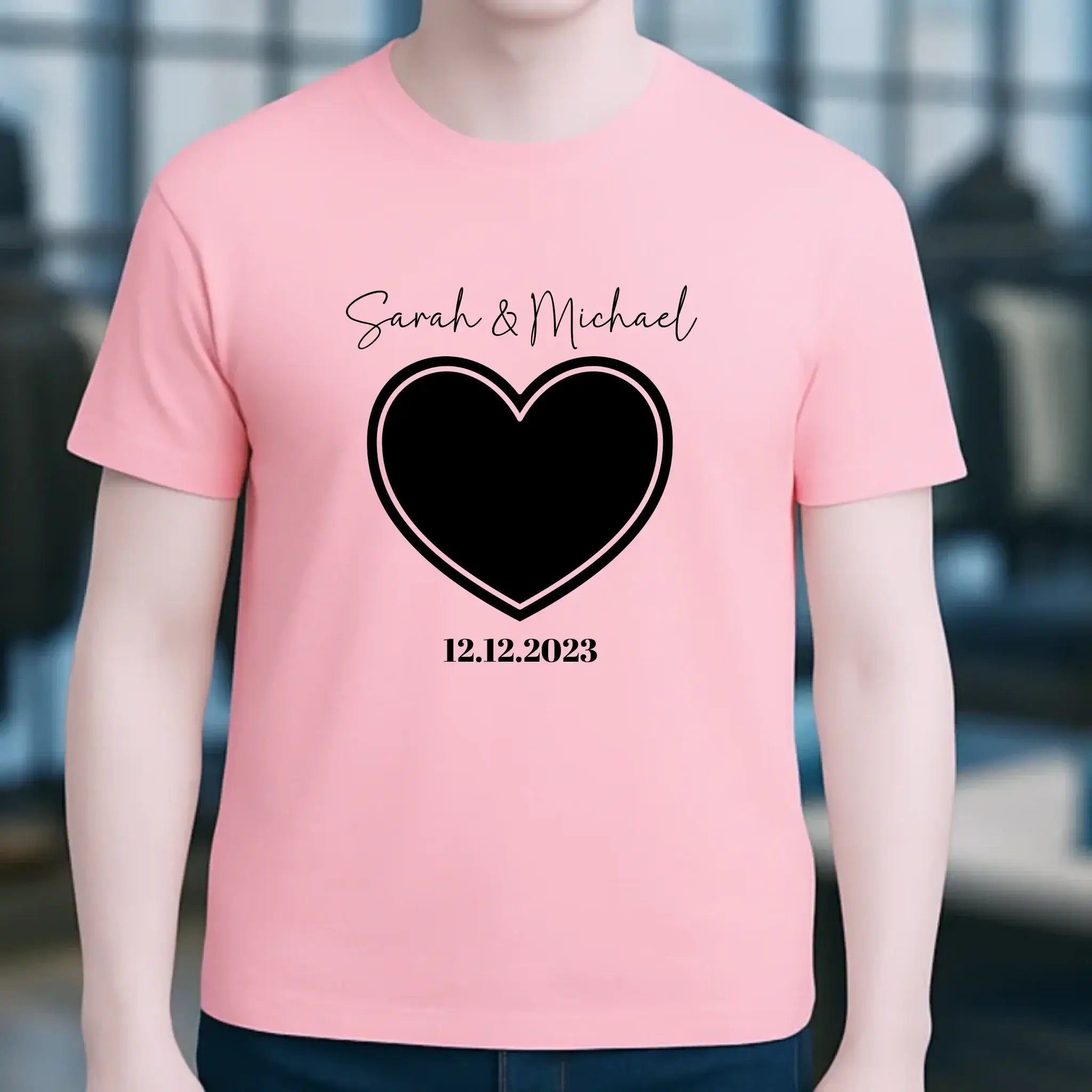 Dein Bild im "Couple-Herz"-Design - Unisex Premium T-Shirt XS-5XL aus Bio-Baumwolle für Damen & Herren