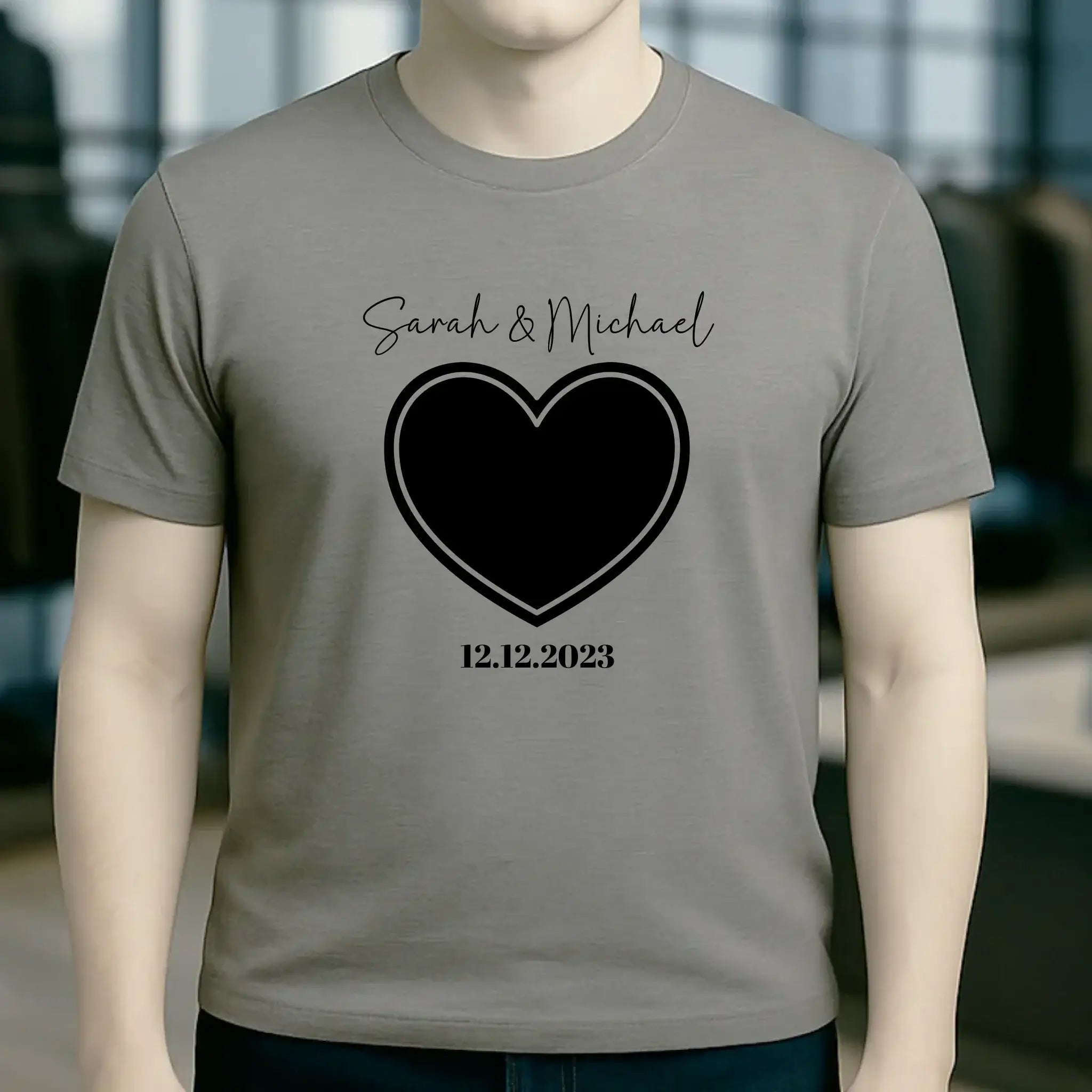 Dein Bild im "Couple-Herz"-Design - Unisex Premium T-Shirt XS-5XL aus Bio-Baumwolle für Damen & Herren
