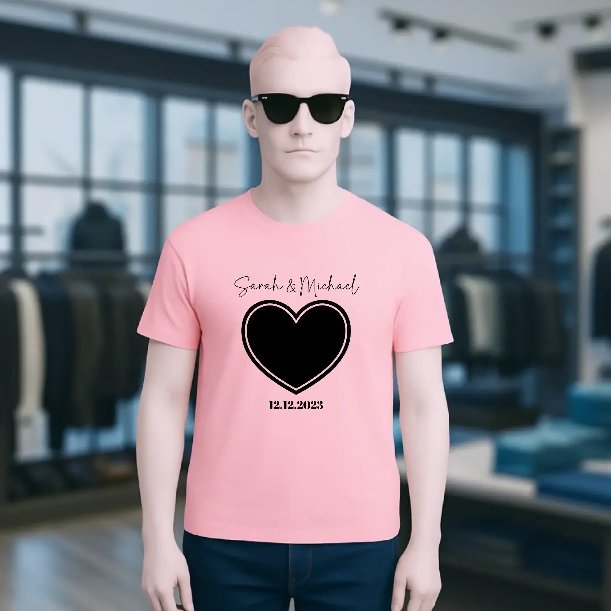 Dein Bild im "Couple-Herz"-Design - Unisex Premium T-Shirt XS-5XL aus Bio-Baumwolle für Damen & Herren