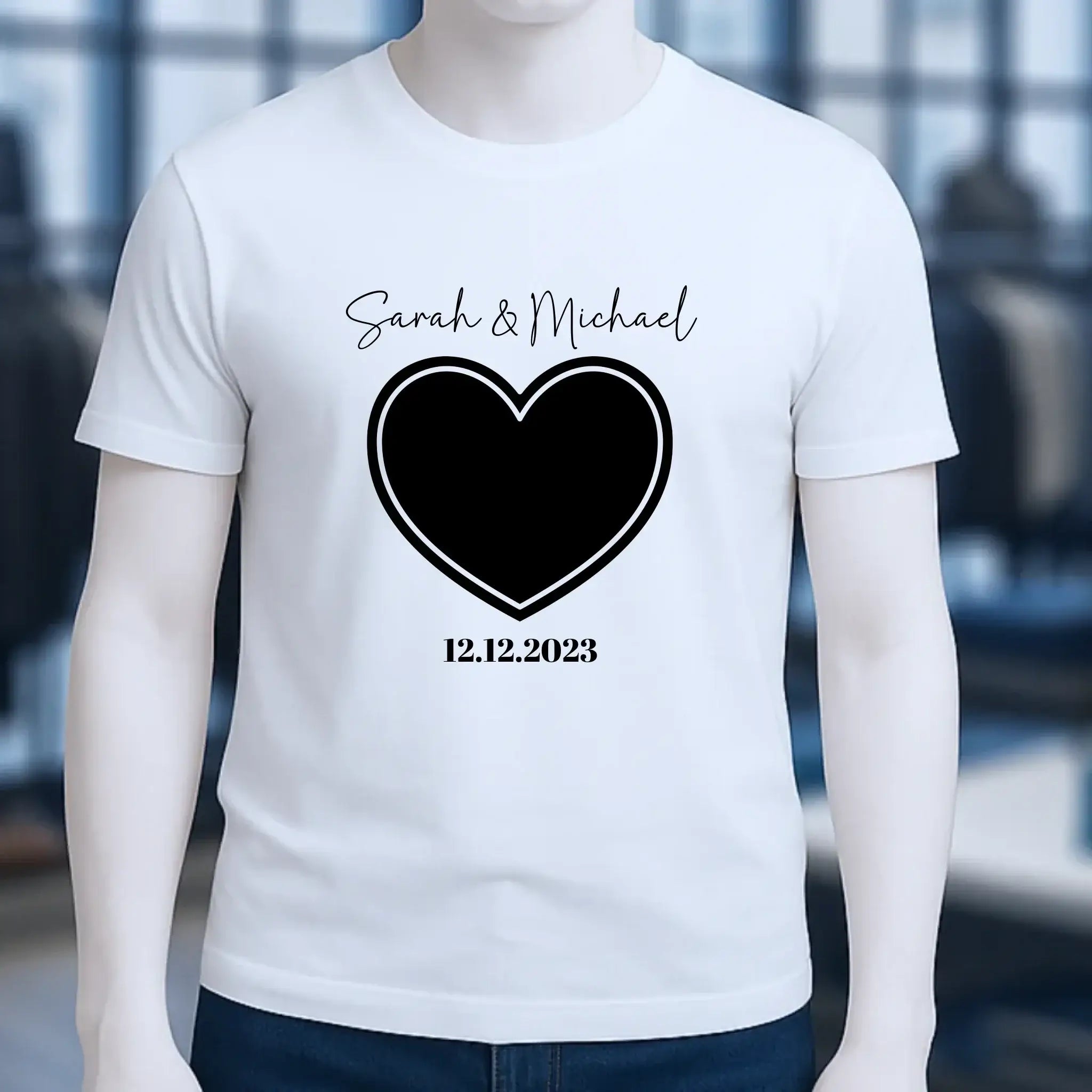 Dein Bild im "Couple-Herz"-Design - Unisex Premium T-Shirt XS-5XL aus Bio-Baumwolle für Damen & Herren