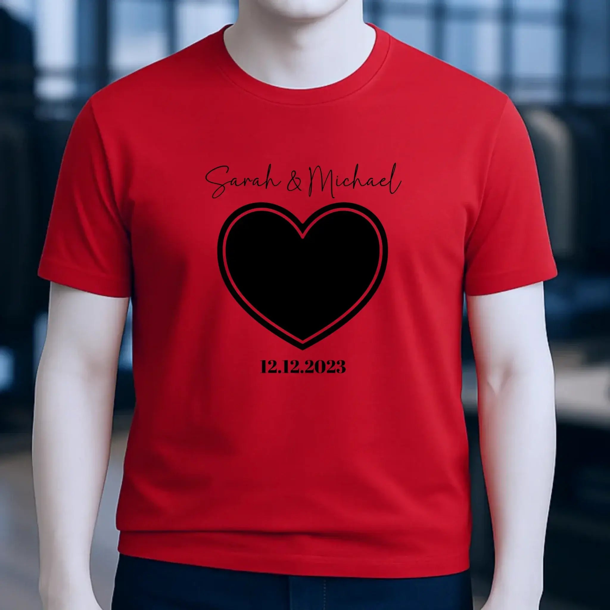 Dein Bild im "Couple-Herz"-Design - Unisex Premium T-Shirt XS-5XL aus Bio-Baumwolle für Damen & Herren