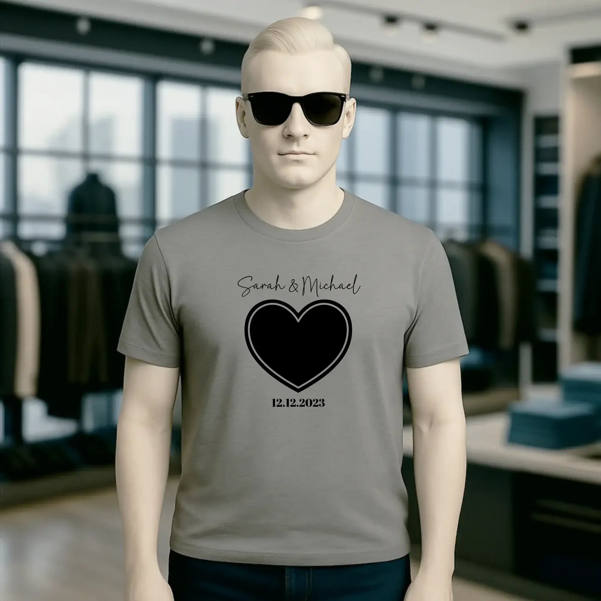 Dein Bild im "Couple-Herz"-Design - Unisex Premium T-Shirt XS-5XL aus Bio-Baumwolle für Damen & Herren