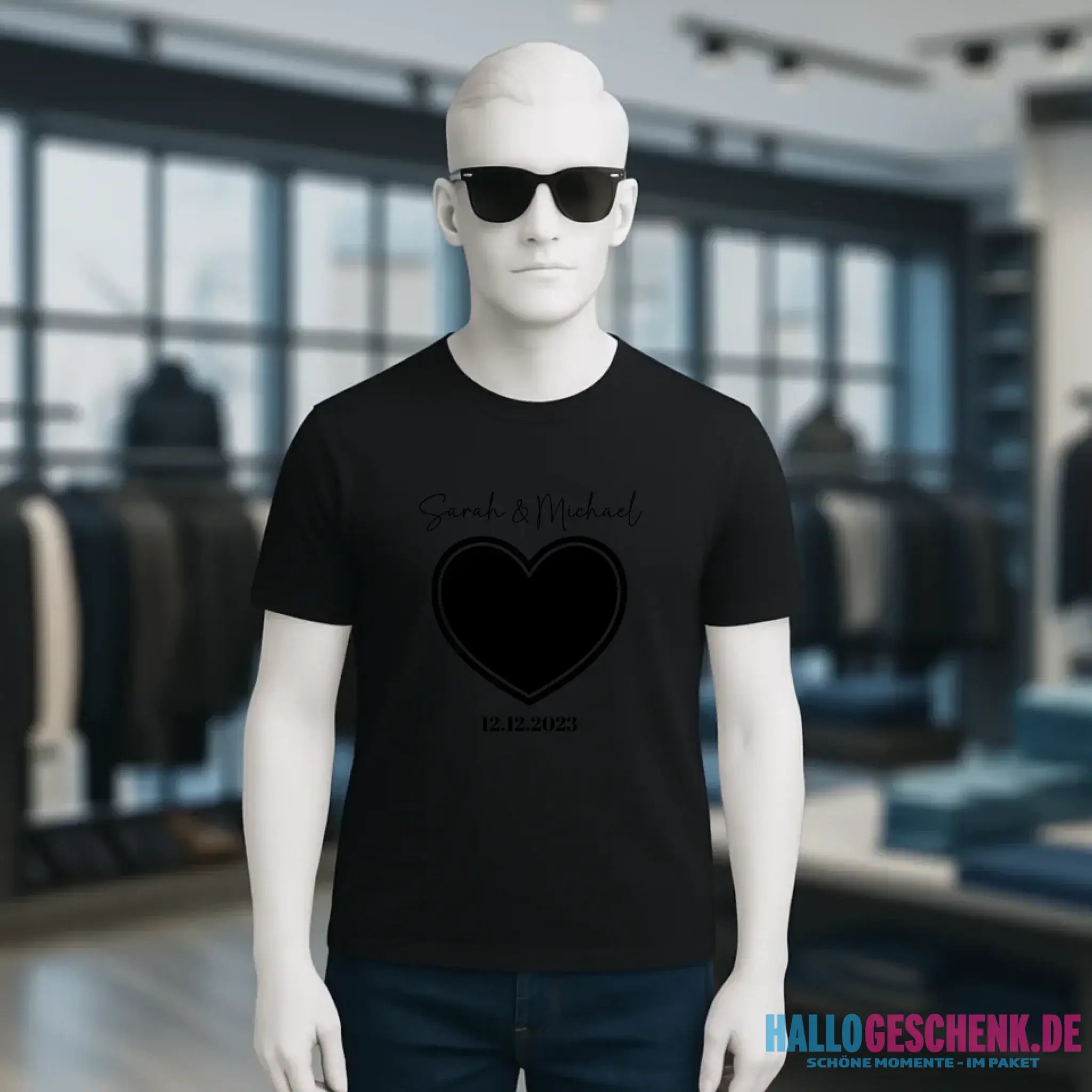 Dein Bild im "Couple-Herz"-Design - Unisex Premium T-Shirt XS-5XL aus Bio-Baumwolle für Damen & Herren
